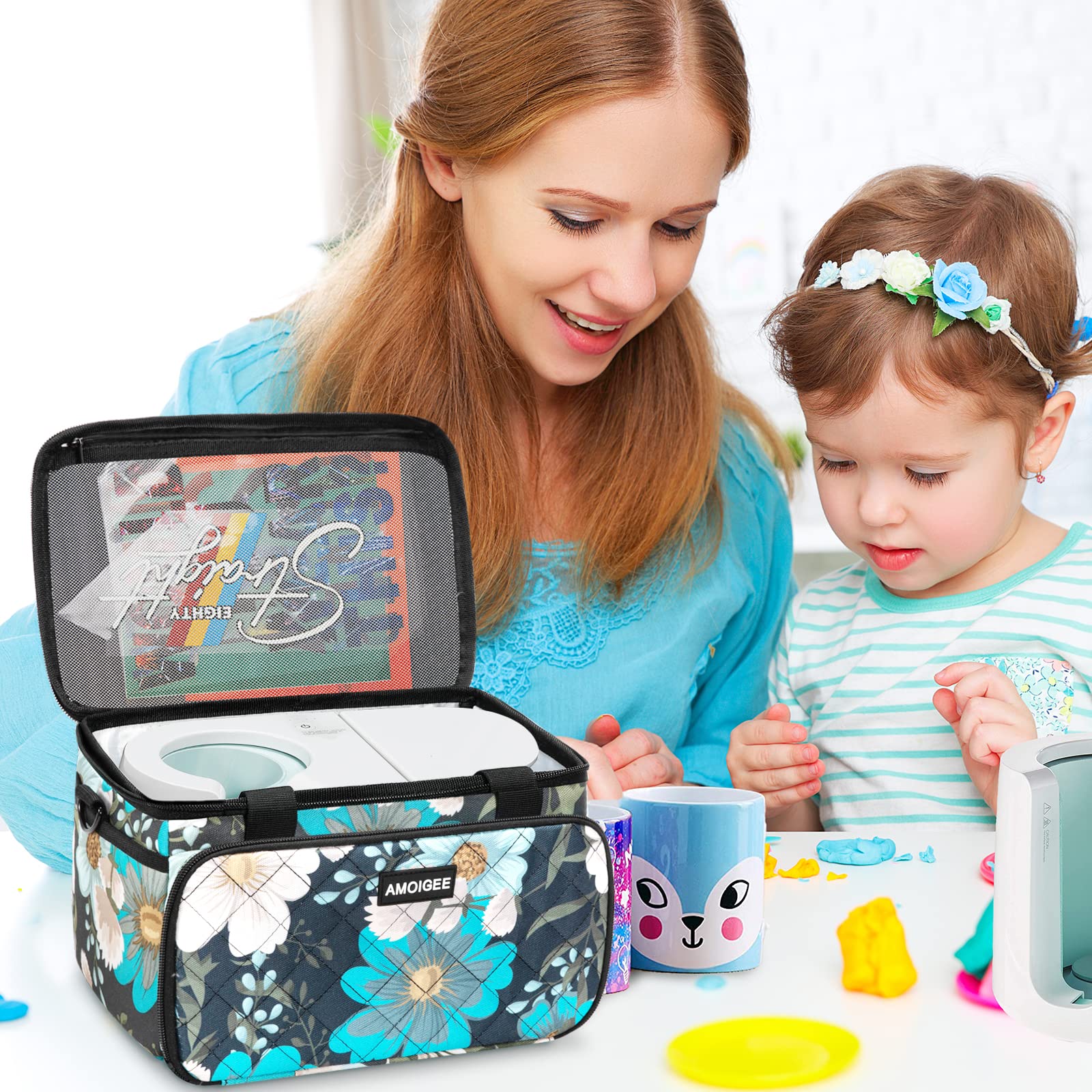 AMOIGEE Durable Carrying Case for Cricut Joy & Mug Press - Compact Storage Organizer for Easy Press Mini & Cricut Joy Accessories - Perfect for Crafting, Travel & Home Organization
