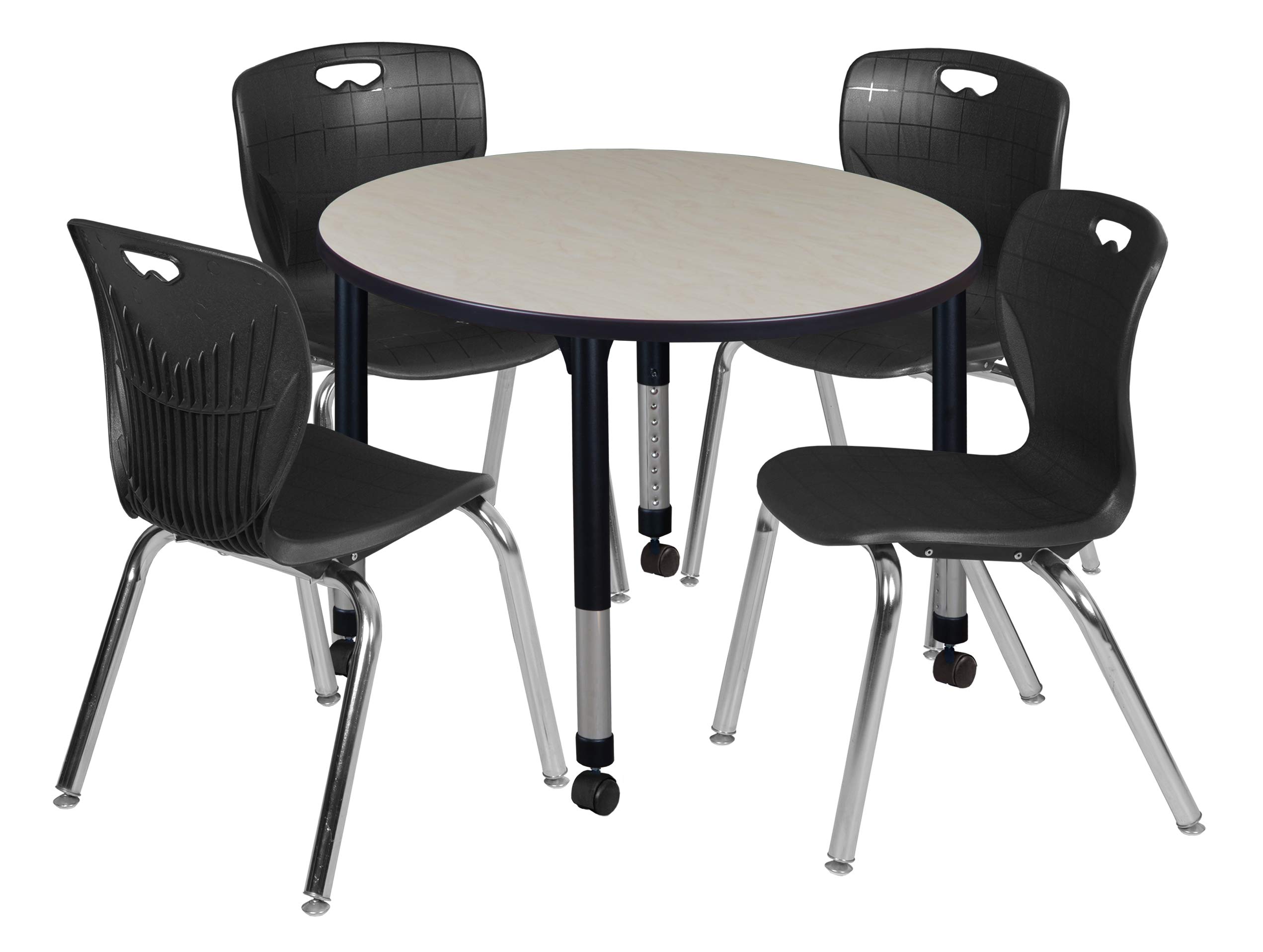 Regency Kee Adjustable Height Mobile Classroom Table Set with 4 Chairs - 42