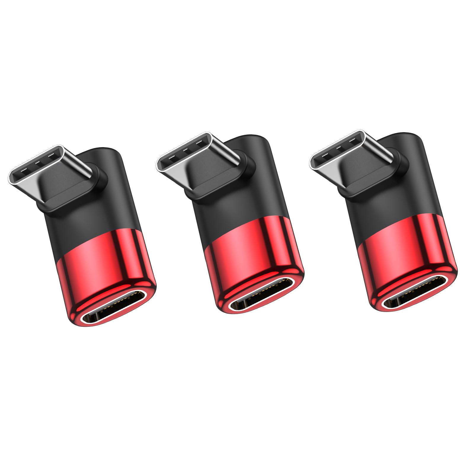 90 Degree Right Angle USB C Male to Female Adapter (3-Pack) - USB-C Extender for MacBook Pro, iPad Pro, Nintendo Switch & Steam Deck - Perfect for Tight Spaces & Cable Management