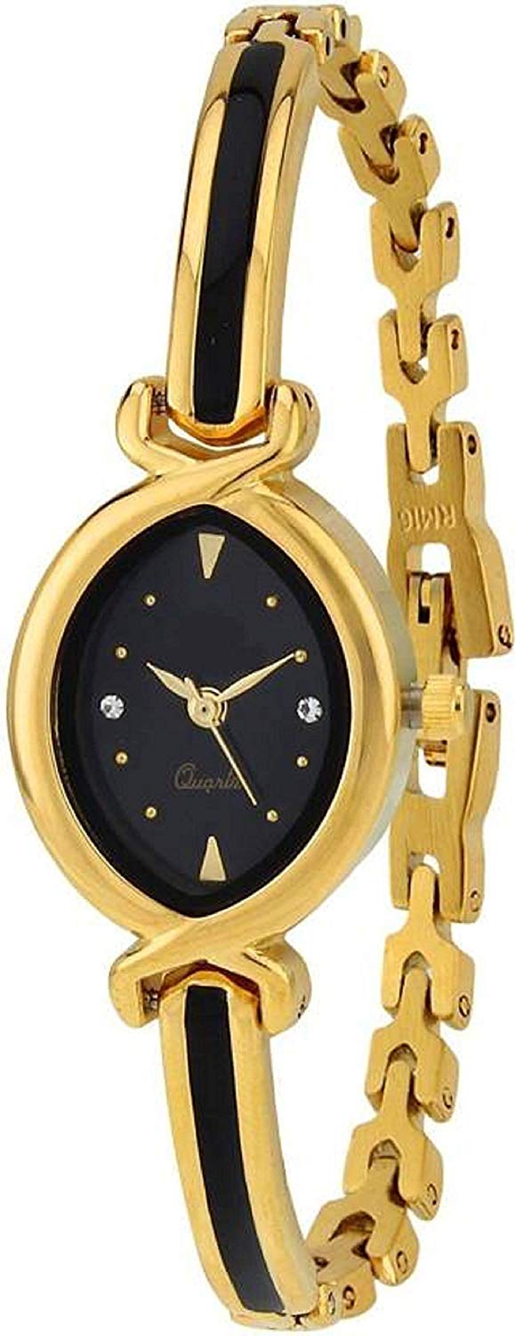 SS Collection Gold Bangle Analog Black Dial Women's Watch WD9TF - Elegant Fashion Accessory for Daily Wear, Office & Special Occasions