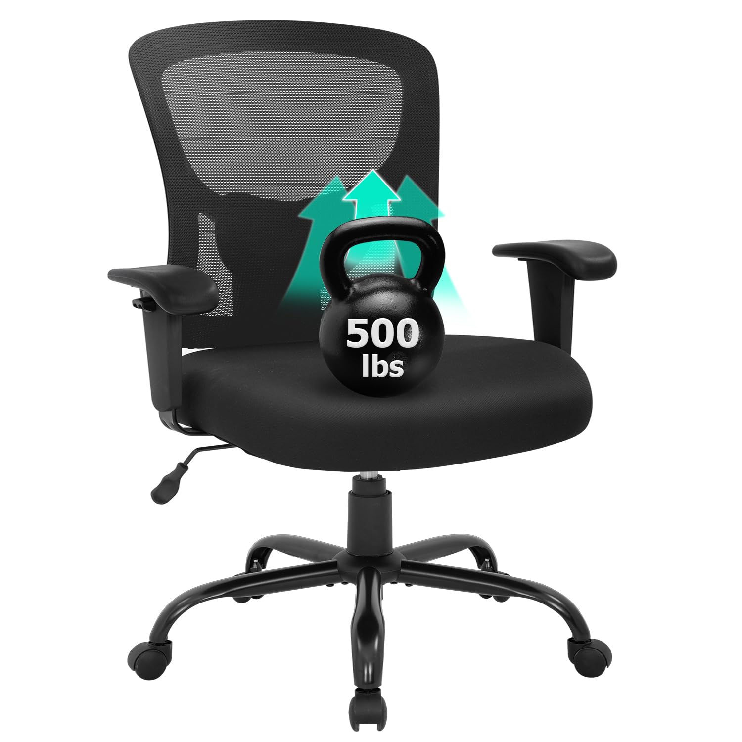 BestOffice Big and Tall Office Chair - 500lbs Capacity Ergonomic Mesh Computer Chair with Lumbar Support, Wide Seat & High Back - Executive Desk Chair for Home Office (Black) - Perfect for Long Work Hours, Gaming, and Remote Work