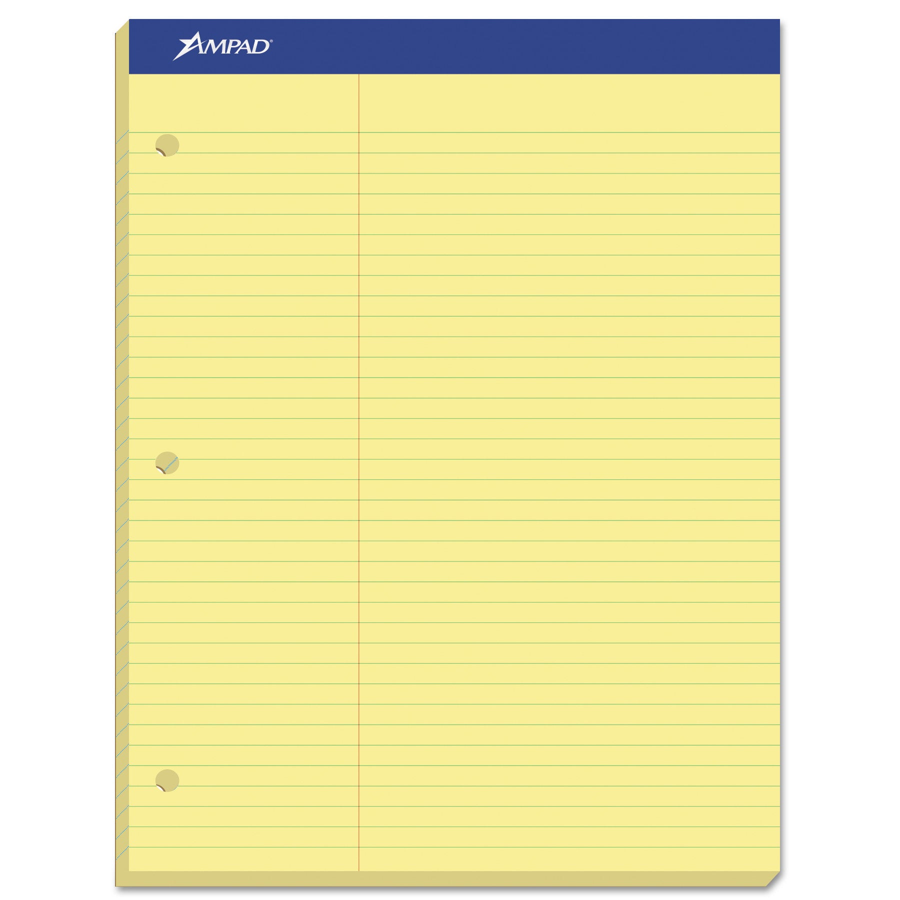 Ampad® Double Sheet Pads - Pitman Rule Variation with Offset Dividing Line (3 Left) - 100 Canary Yellow Sheets, 8.5