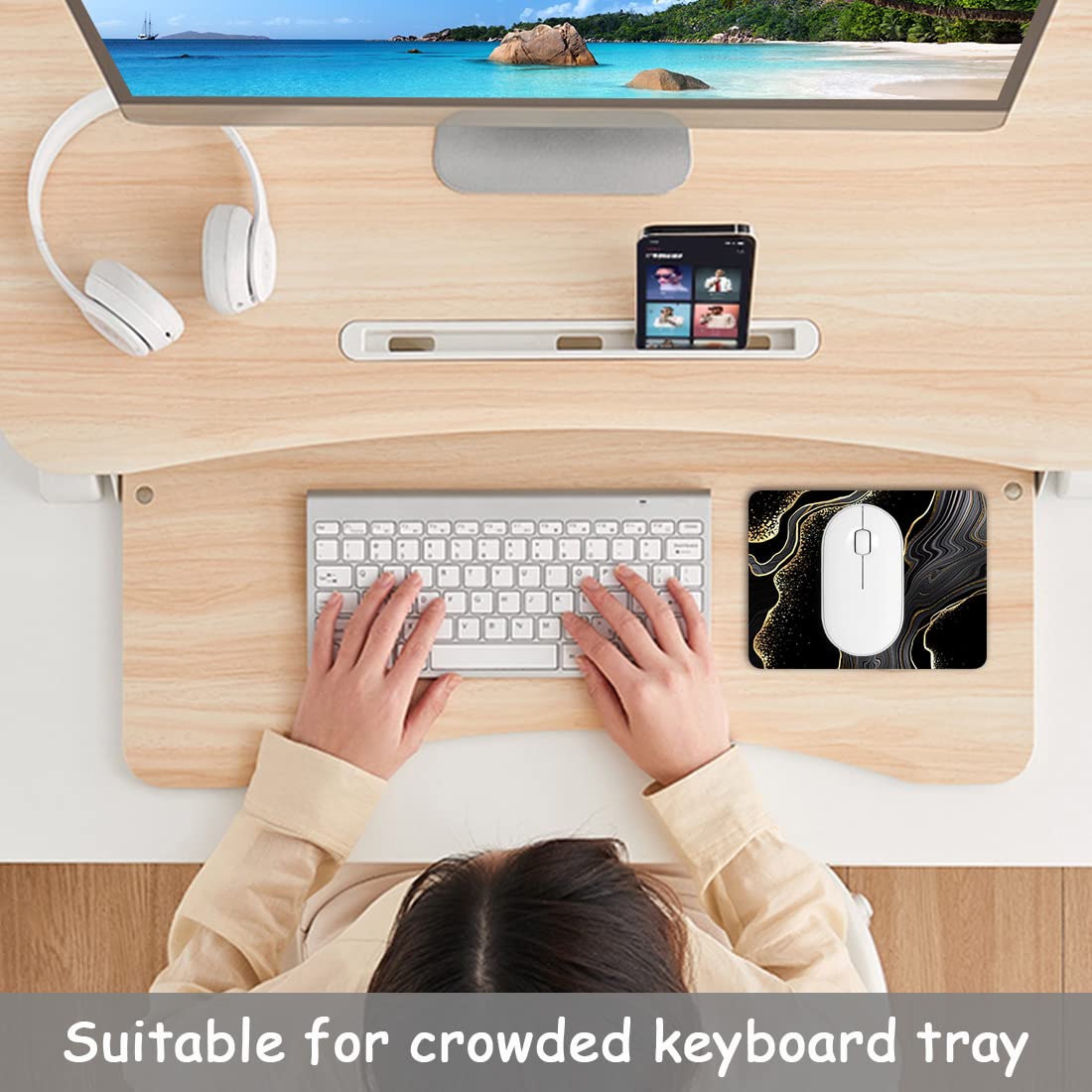 Non-Slip 6x8 Inch Small Mouse Pad - Waterproof Mini Mouse Mat with Rubber Base for Wireless Mouse, Laptop & Keyboard | Cute Black Marble Design for Women & Men | Perfect for Home Office, Gaming & Travel Use