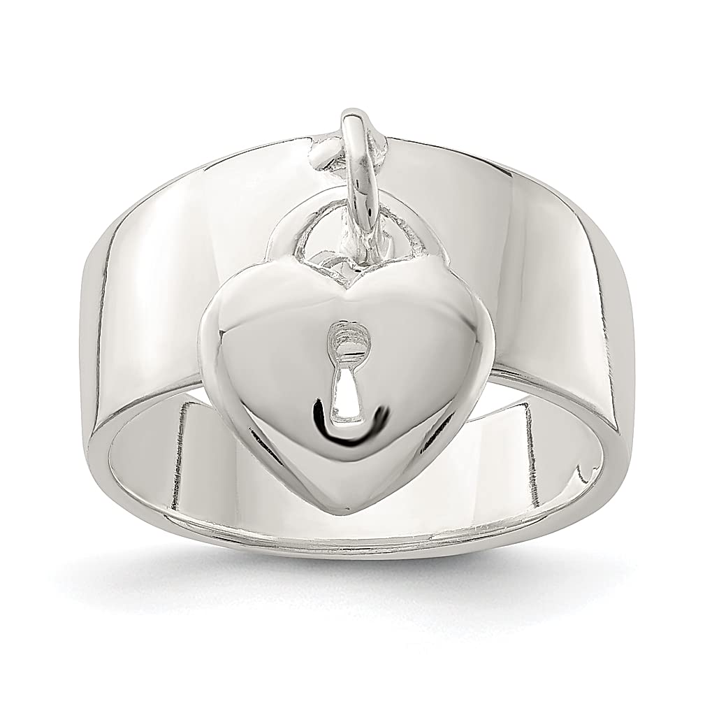 925 Sterling Silver Dangle Lock Ring - Elegant Love Heart Jewelry for Women, Perfect Anniversary & Valentine's Day Gift - Ideal for Date Nights, Weddings & Special Occasions