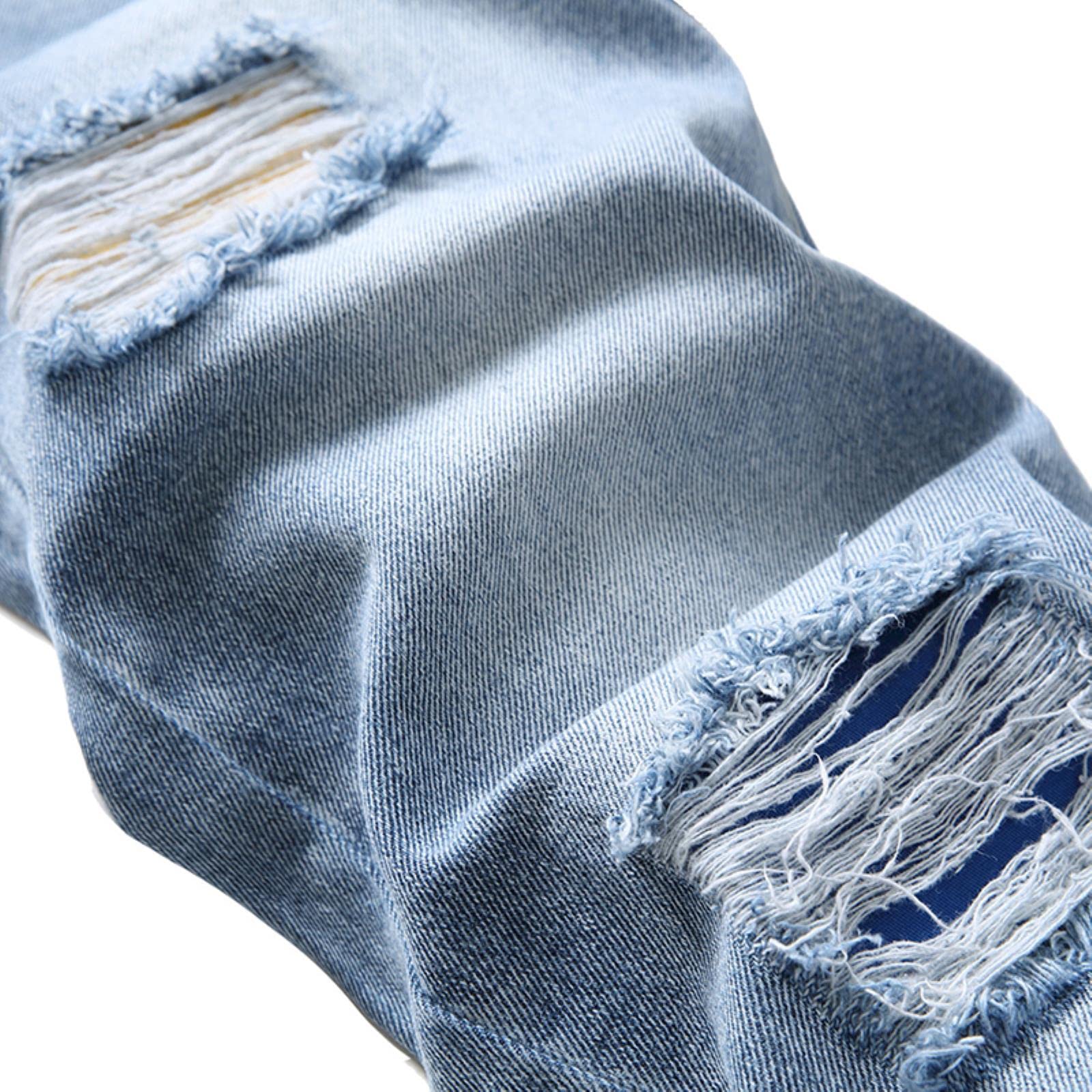 WoJogom Men's Ripped Straight-Leg Jeans - Distressed Denim Pants with Hole Details for Casual Wear (Plus Size Available) | Perfect for Street Style, Weekend Outfits & Urban Fashion