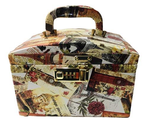Adson Professional Beauty Makeup Cosmetic Jewelry Vanity Case - Multi Color Travel Organizer for Makeup Brushes, Cosmetics & Accessories | Perfect for Salon, Home & Travel Use