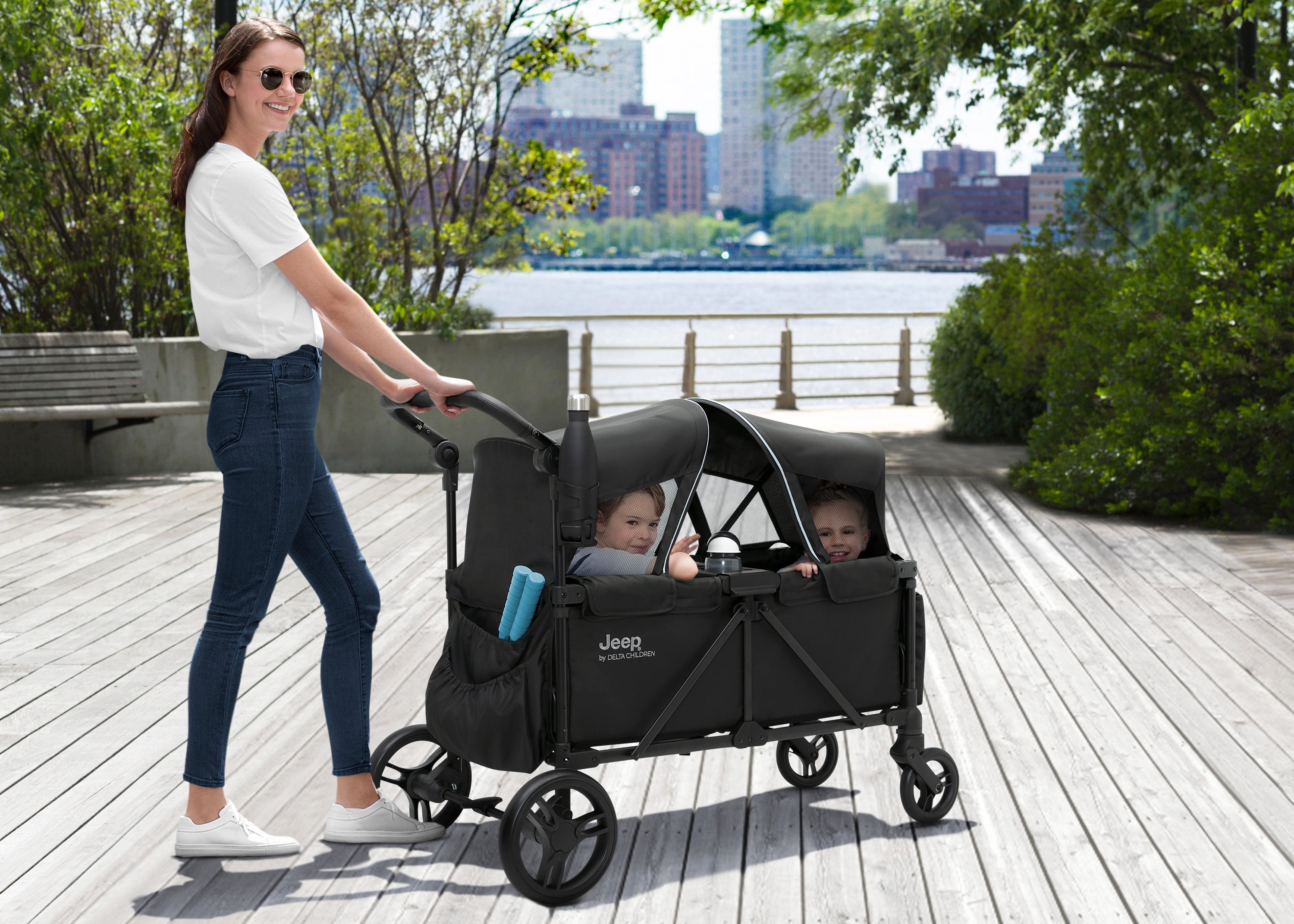 Jeep Evolve Stroller Wagon - All-Terrain 4-Wheel Push Wagon for Kids | Perfect for Beach, Park & Family Outings