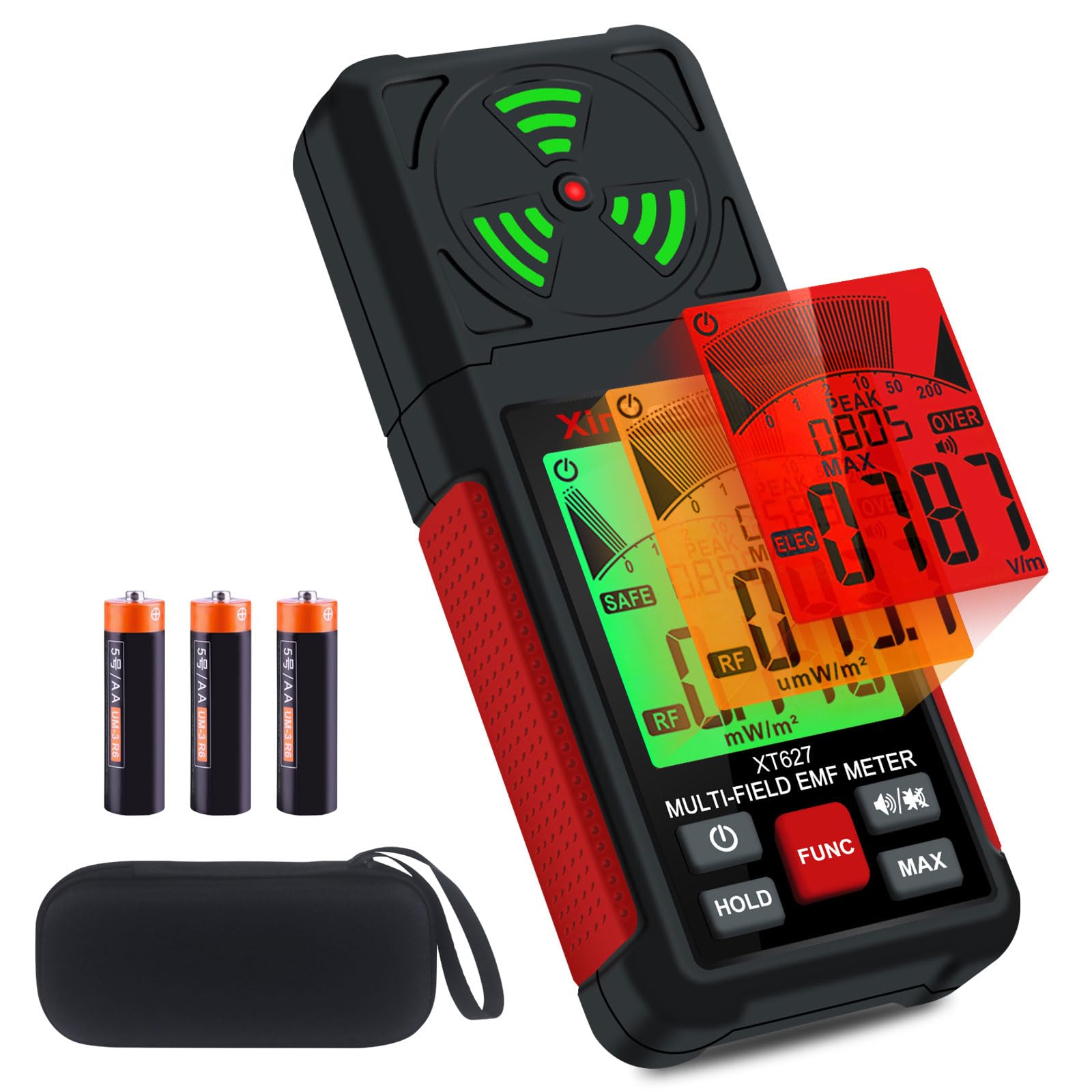 Xin Tester EMF Detector Meter - 3-in-1 Digital Electromagnetic Radiation & Magnetic Field Reader for Home & Outdoor Use | Detect Microwave, Radioactive, Ghost Hunting, Cell Phone Towers & WiFi Signals | EMF Protection & Safety Testing Device