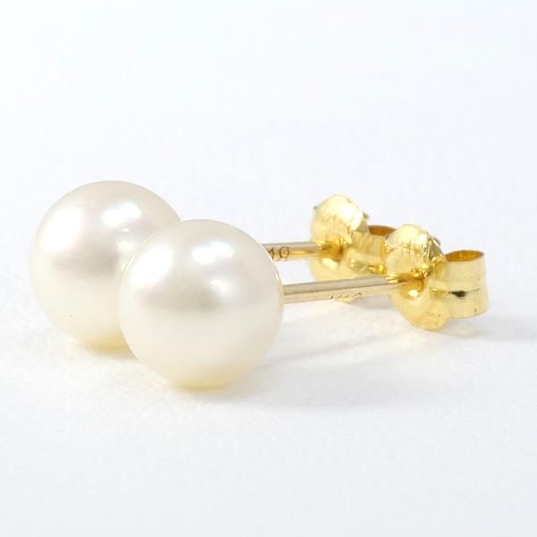 18K Yellow Gold Pearl Earrings for Women - Elegant Freshwater Pearl Stud Earrings - Perfect for Weddings, Parties & Special Occasions
