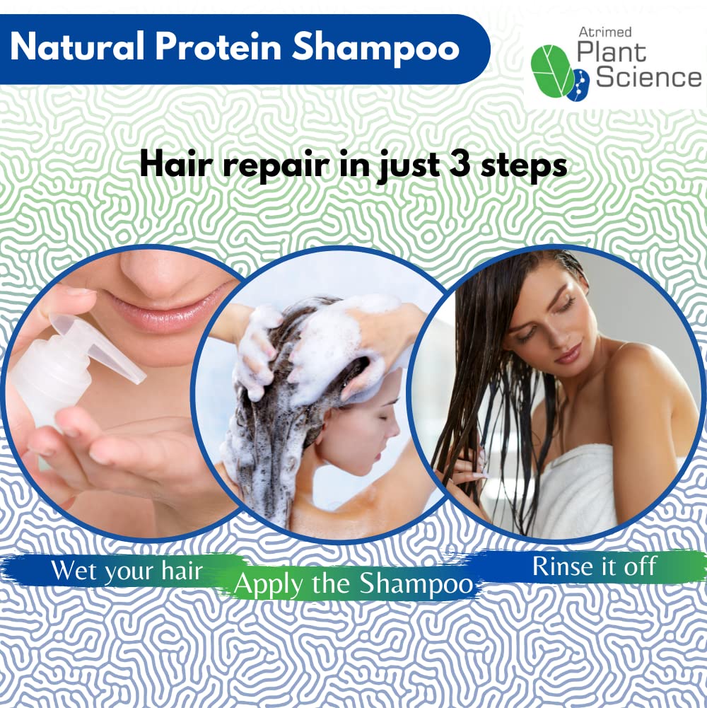 Atrimed Plant Science Natural Protein Shampoo for Damaged Hair Repair - 500ml | Healthy, Frizz-Free Hair Care | Perfect for Dry, Brittle Hair & Daily Nourishment