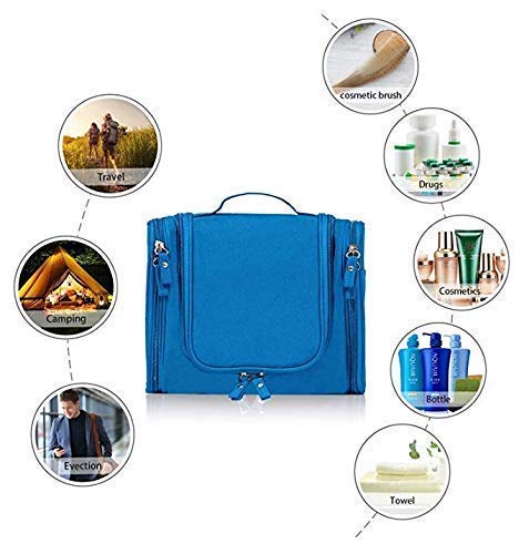 Aepigo Waterproof Travel Toiletry Bag for Women - Makeup Pouch & Cosmetic Organizer with Hook - Perfect for Shower, Gym, Camping & Vacation (Blue)