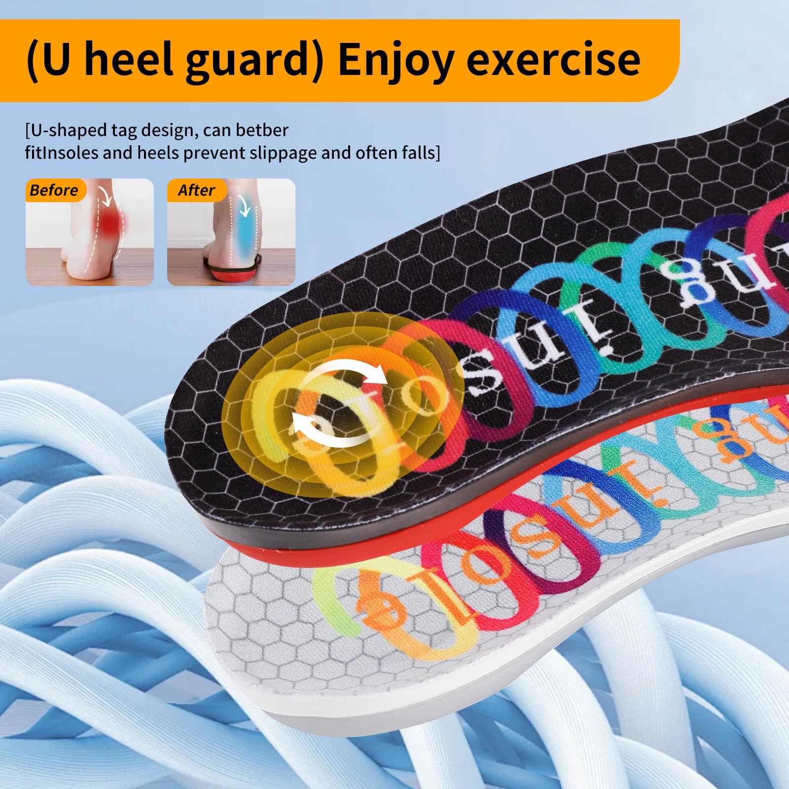 **Plantar Fasciitis Arch Support Insoles for Men & Women – Heavy Duty Orthotic Insoles with Airbag Springs, Supports Over 220 Lbs, High Shock Absorption – Ideal for Work Boots, Running & Standing All Day (Black, Medium)**