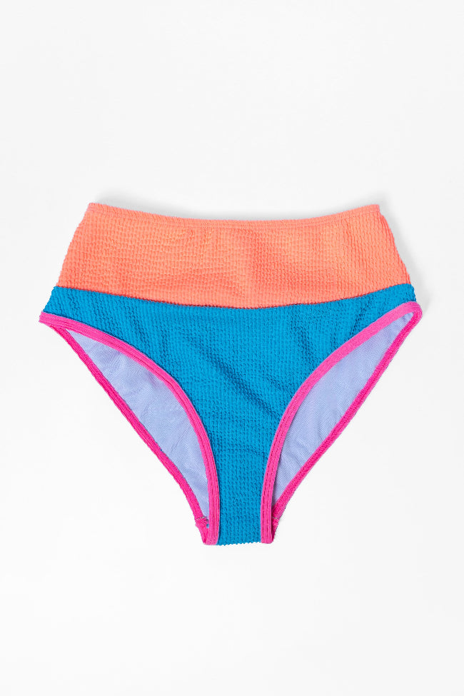 Blue Color Block Bikini Bottoms - No Disturb Print Swimwear for Women | Beach, Pool & Vacation Essentials | FINAL SALE