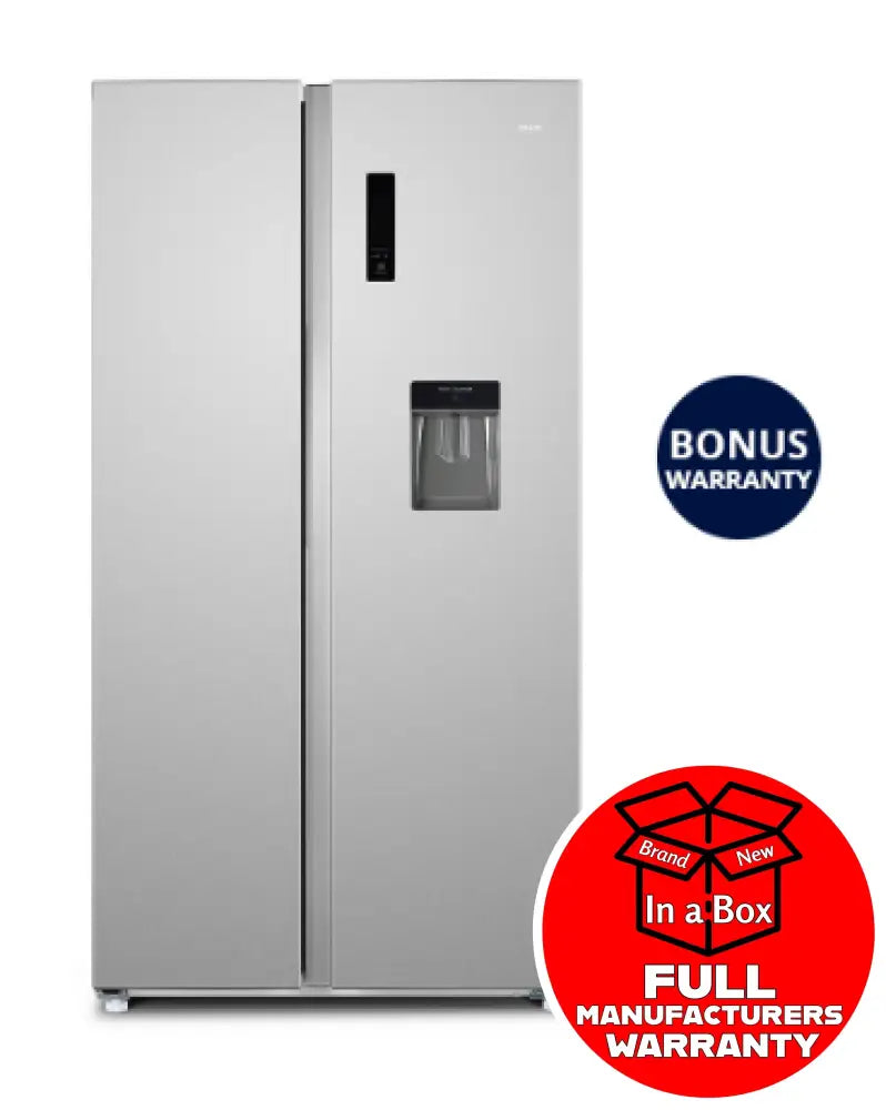 CHiQ CSS557NSD4E 559L Side by Side Refrigerator - Silver | Energy Efficient Large Capacity Fridge with Adjustable Shelves | Perfect for Modern Kitchens & Open Floor Plans