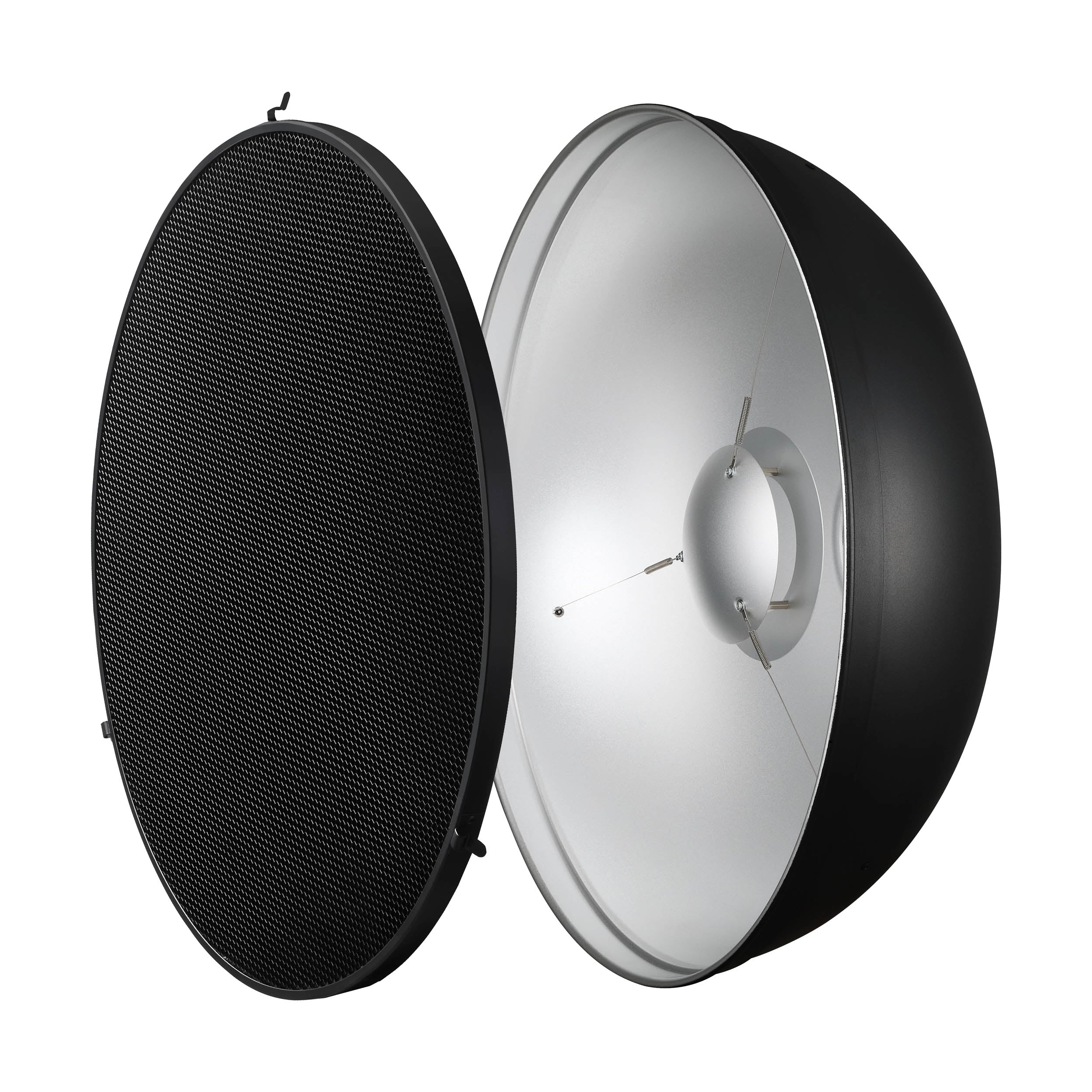 BDR S55 Pro 55cm Professional Silver Beauty Dish with Honeycomb Grid - Studio Photography Lighting Reflector for Portrait, Fashion, and Product Shoots