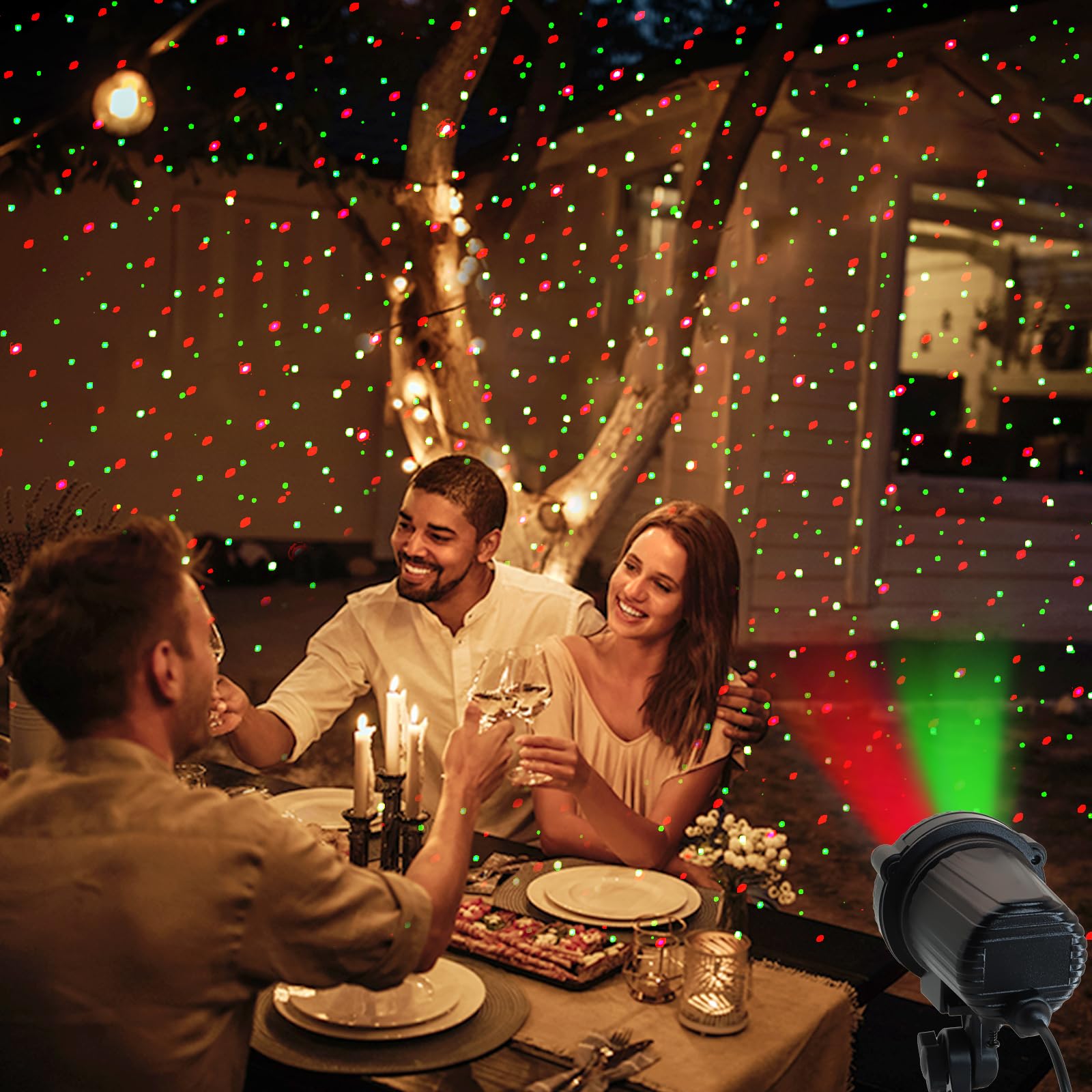 Christmas Laser Lights Outdoor - Red & Green Moving Laser Projector, Waterproof Garden & House Decoration for Holidays | Perfect for Yard, Lawn, Roof & Party Decor