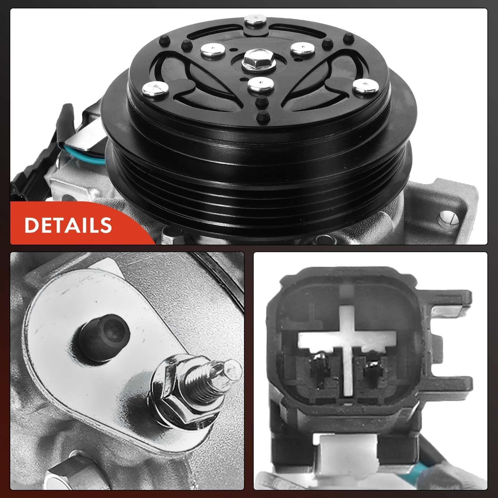 Premium AC Compressor with Clutch for Ford Mustang 2.3L 2015-2021 - High Performance Auto Air Conditioning Replacement Part - Perfect for Summer Cooling & Road Trips