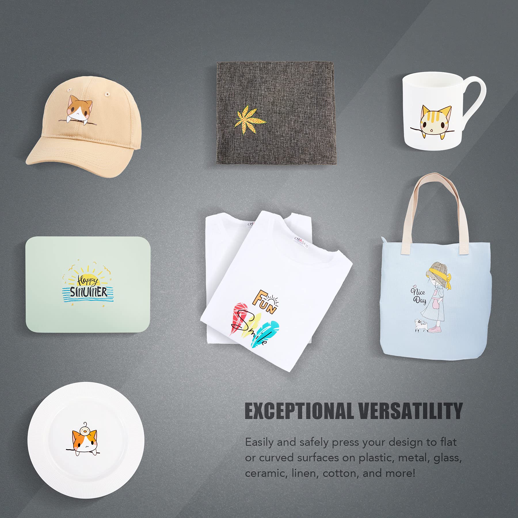 CO-Z 12x15 Inch Professional Heat Press Machine 1250W - 8-in-1 Multi-Purpose Swing-Away T-Shirt Transfer Kit with Plates for Caps, Mugs & More - Perfect for DIY T-Shirts, Custom Hats, Sublimation Projects & Small Business Printing