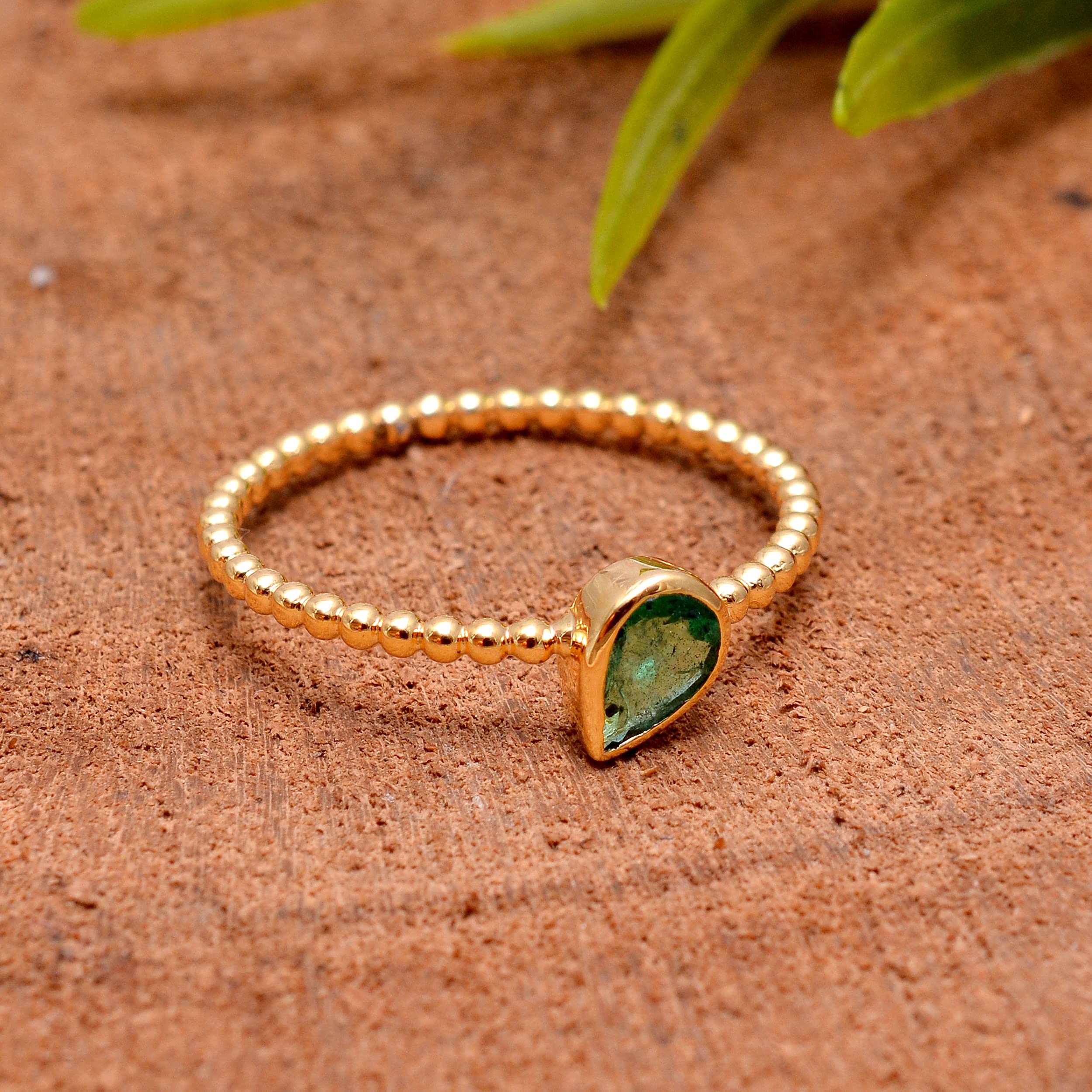 14K Yellow Gold May Birthstone Emerald Solitaire Ring for Women - 0.33 Carat Genuine Emerald Gemstone Engagement Ring, Wedding Band, Anniversary Gift for Her (Perfect for Proposals, Valentine's Day & Special Occasions)