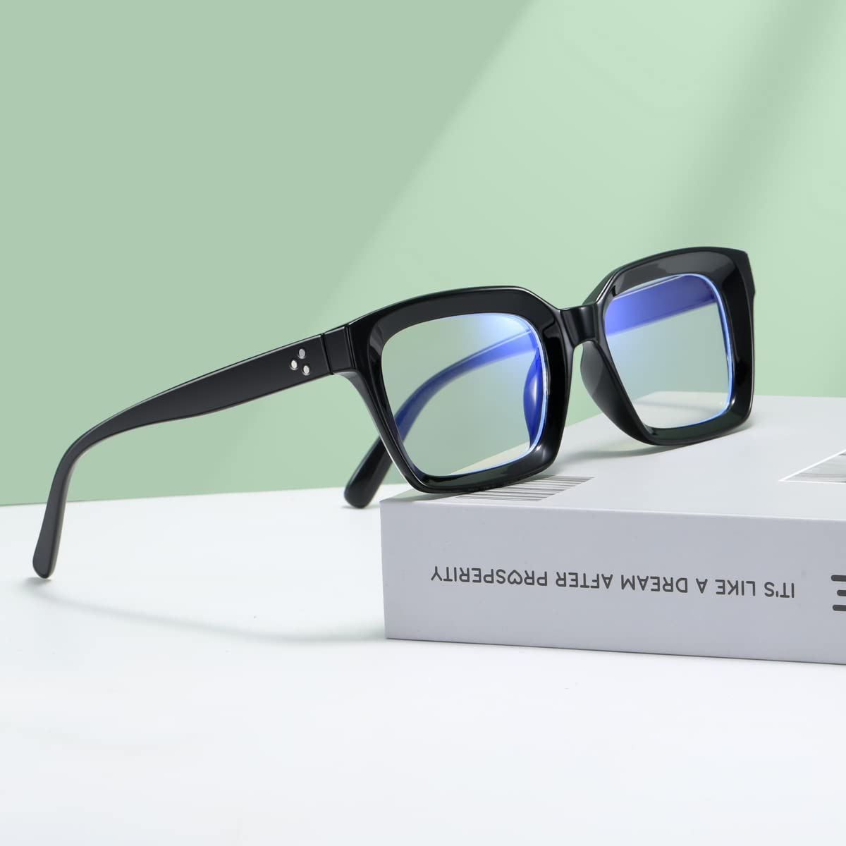 Blue Light Blocking Glasses for Women & Men - Anti Eye Strain Computer Glasses for Gaming, Reading & Phone Use - Thick Square Frame (Model 2105) - Perfect for Office Work, Online Classes & Night Screen Time