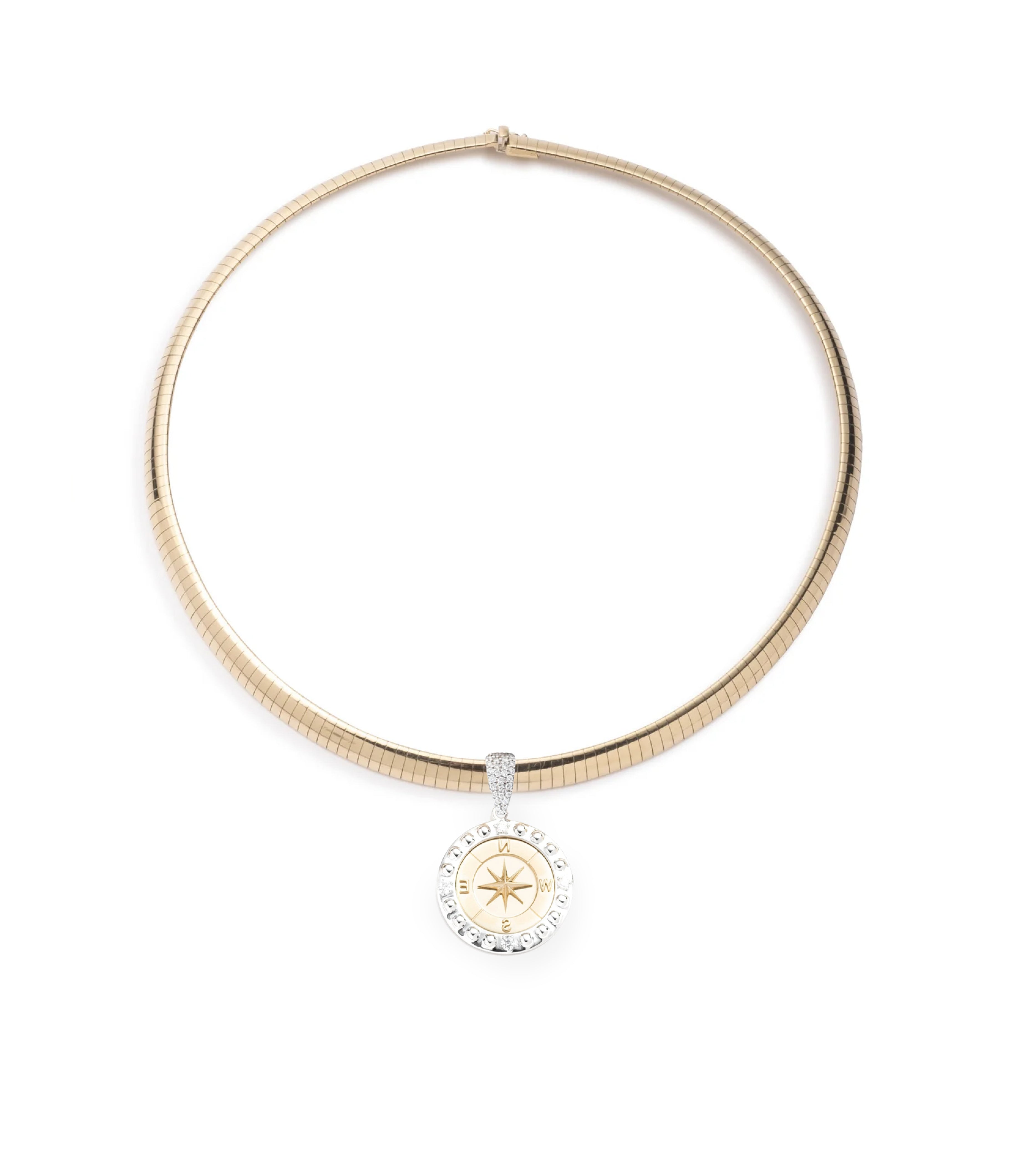 Internal Compass Medium Sleek Collar Necklace - Elegant Women's Fashion Jewelry for Office, Party & Everyday Wear