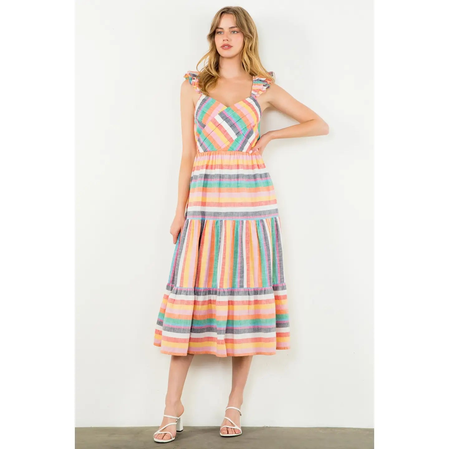 Delaney Striped Dress for Women - Flowy Summer Midi Dress with Pockets | Perfect for Beach, Vacation & Casual Outings