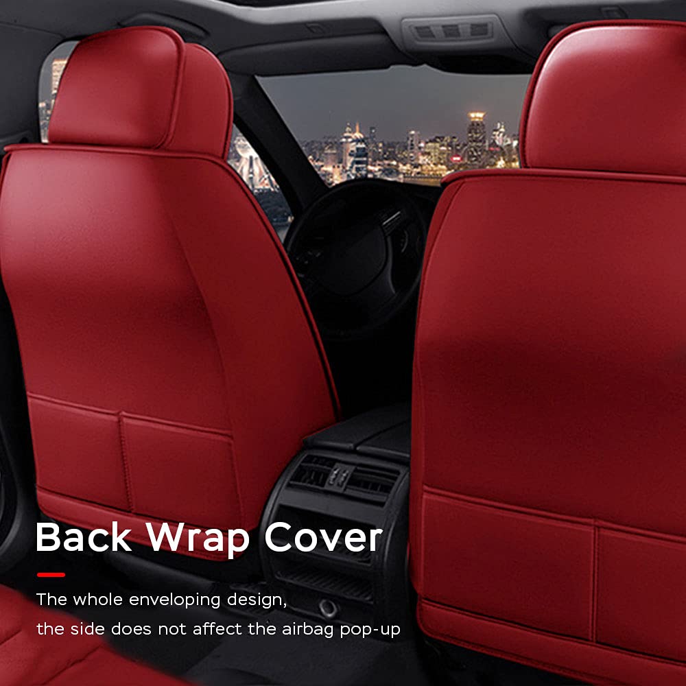Luxury PU Leather Front & Rear Seat Covers for Buick Enclave & Lacrosse - Comfortable, Durable & Wear-Resistant Car Seat Protectors (Red) - Perfect for Daily Commute, Road Trips & Family Protection
