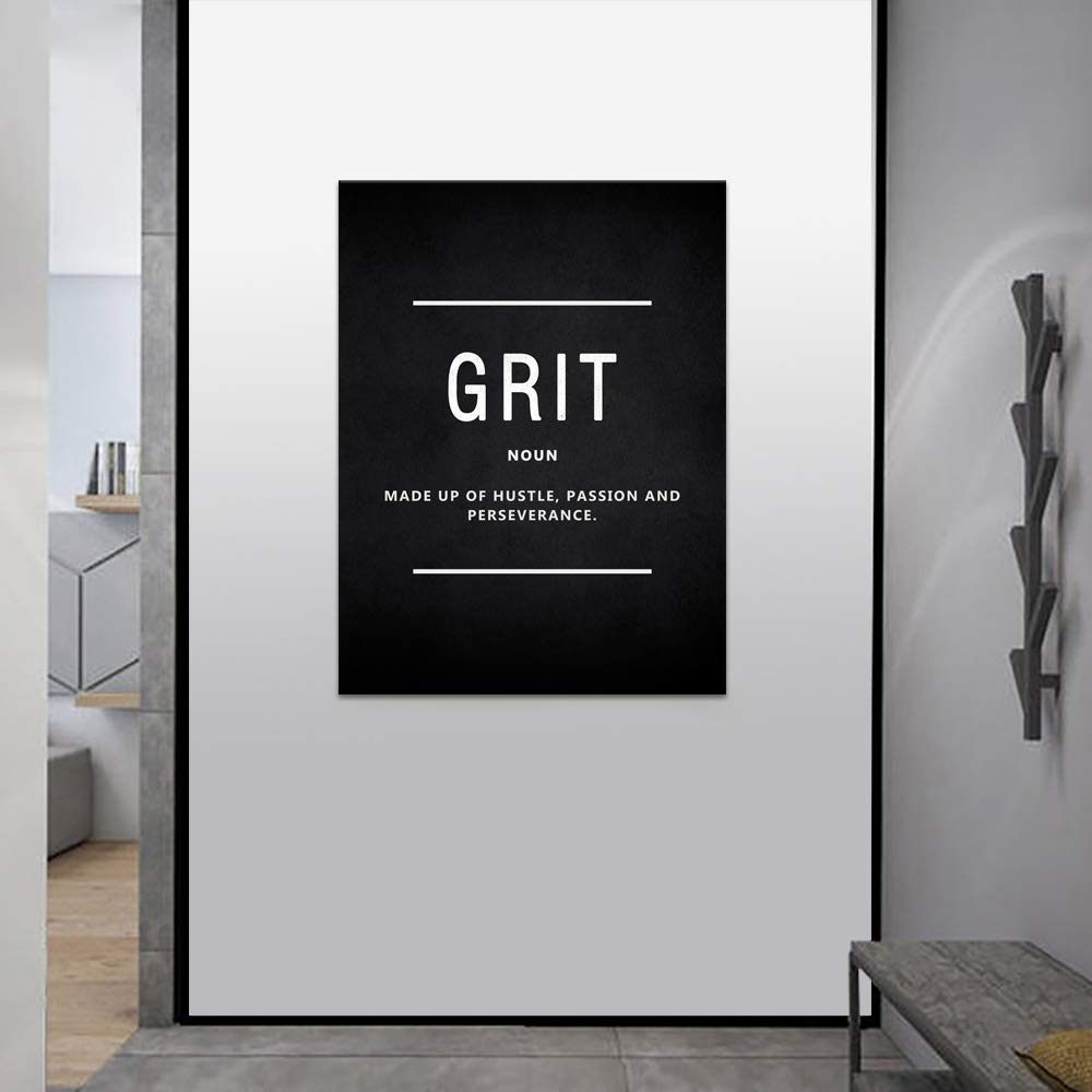 Modern Inspirational Wall Art - Motivational Canvas Prints with Wooden Frame, Grit Noun Quotes for Office & Home Decor - Perfect for Living Room, Bedroom, or Workspace - Easy to Hang (18”W x 24”H) - Ideal for Boosting Productivity & Creating Positive Vibes