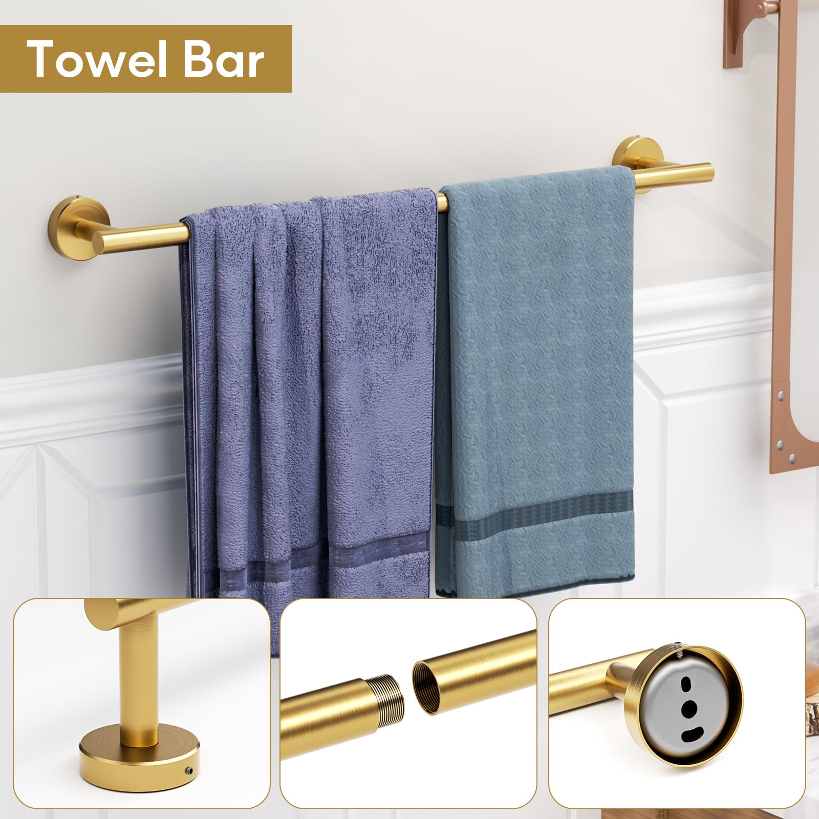Brushed Gold 5-Piece Bathroom Hardware Set - 24