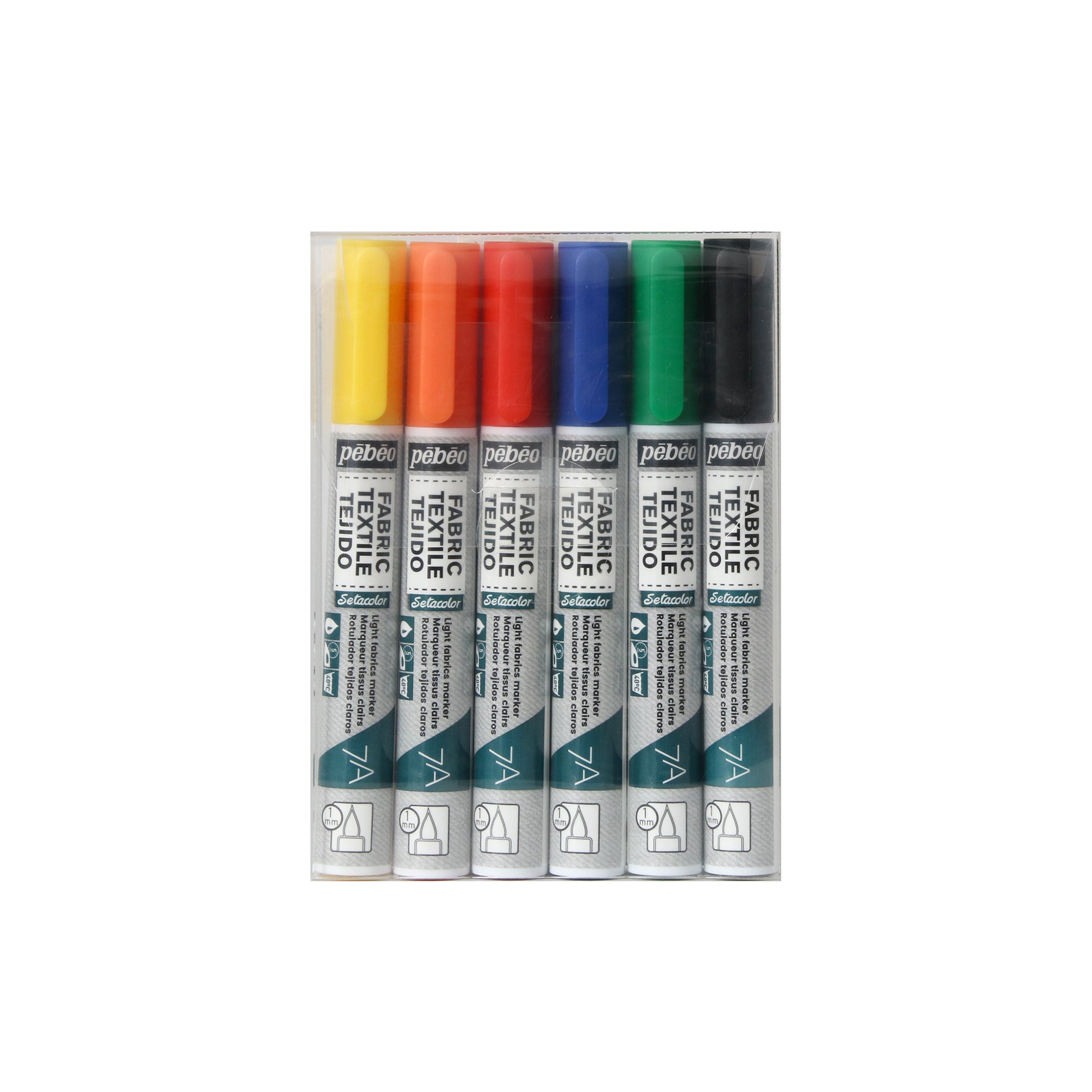 7A Light Fabric Markers Set of 6 - Assorted Colors for DIY Crafts, Clothing Customization & Fabric Painting - Perfect for T-Shirts, Tote Bags & Home Decor Projects