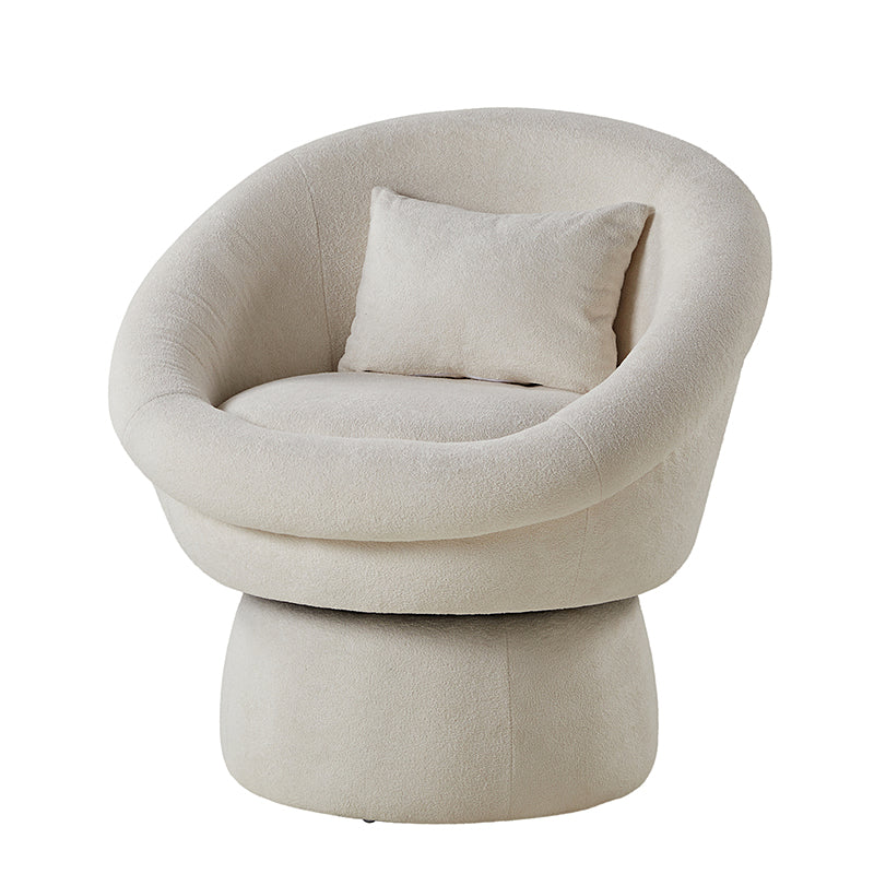 Modern Lamb Wool Swivel Barrel Chair - Cozy Accent Seat for Living Room, Office or Reading Nook - Soft Rotating Lounge Chair with Ergonomic Support
