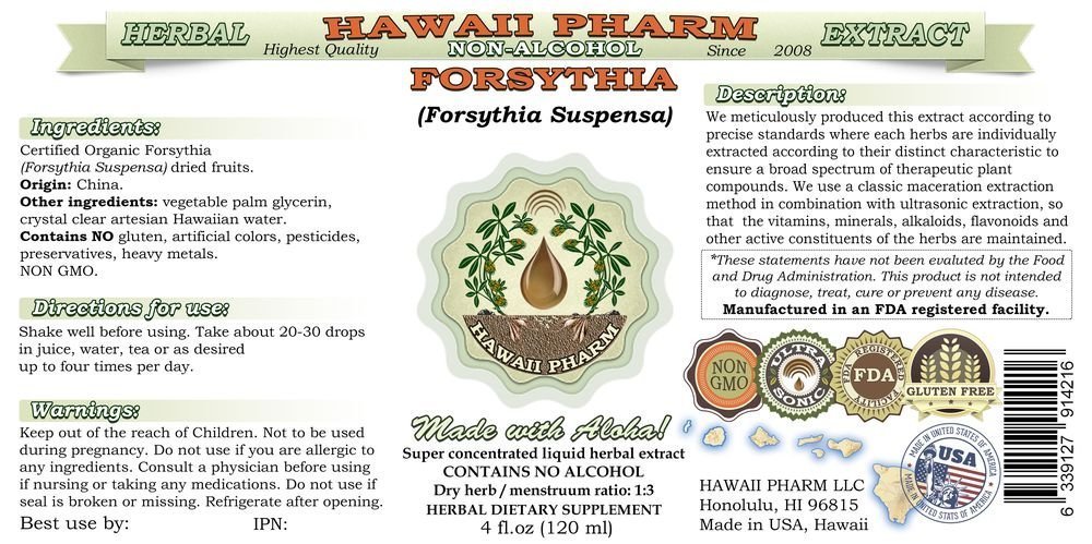 Organic Forsythia Suspensa Alcohol-Free Liquid Extract | Natural Herbal Supplement | Glycerite for Immune Support | 4x4 oz Bottles | Perfect for Cold & Flu Season, Wellness Teas, and Holistic Remedies