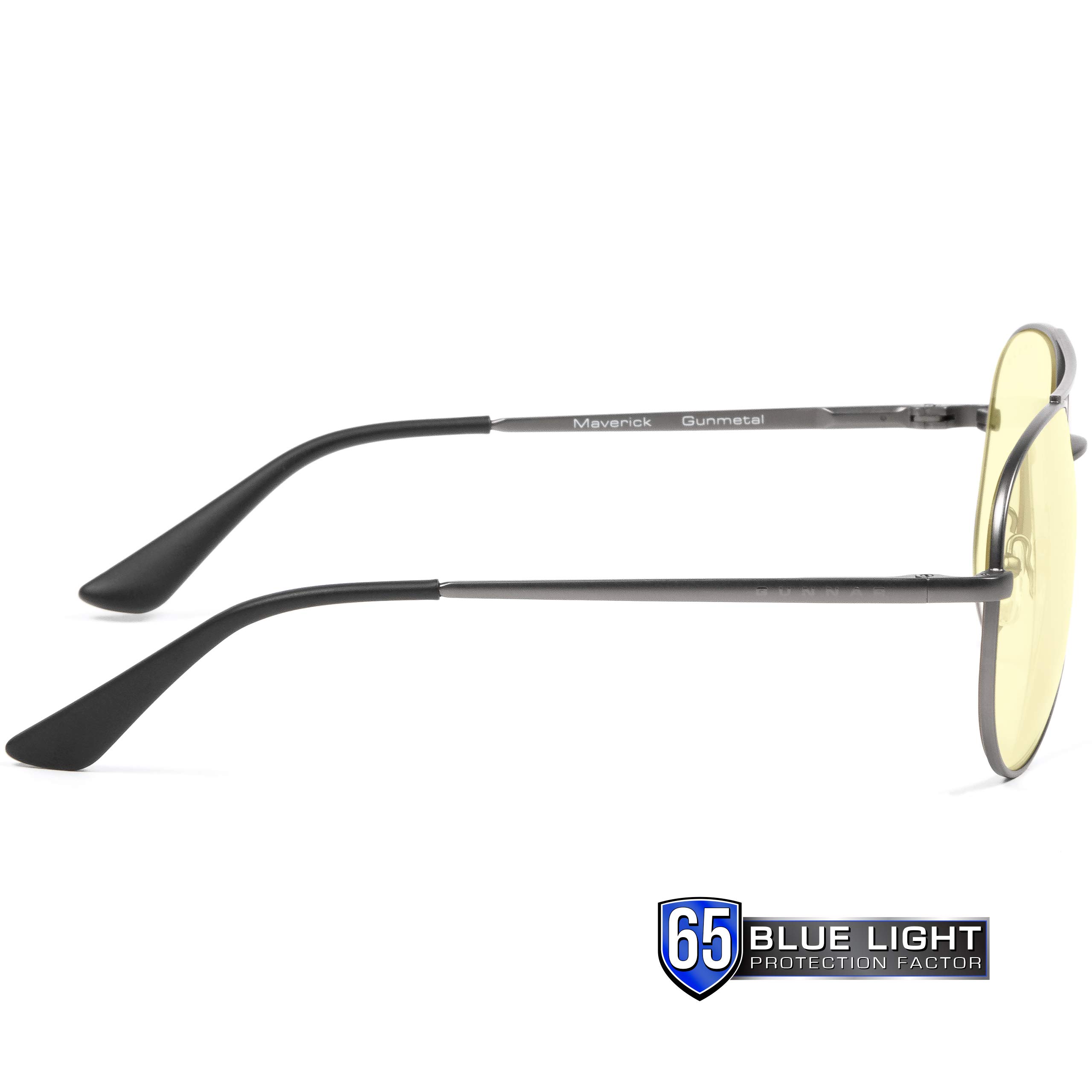 GUNNAR Gaming & Computer Glasses - Blue Light Blocking (65%) for Eye Strain Relief - Maverick Gunmetal & Intercept Onyx with Amber Tint - Perfect for Gamers, Programmers & Office Workers
