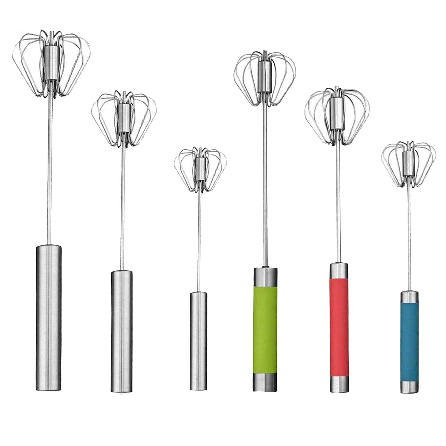 Stainless Steel Hand Push Egg Whisk - 3PCS for Baking & Cooking