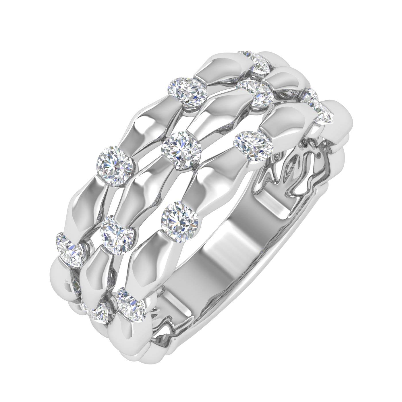 1/2 Carat Diamond 3-Line Wedding Band Ring in 10K Gold for Women - Elegant Stackable Bridal Ring Set for Engagement, Anniversary & Everyday Wear
