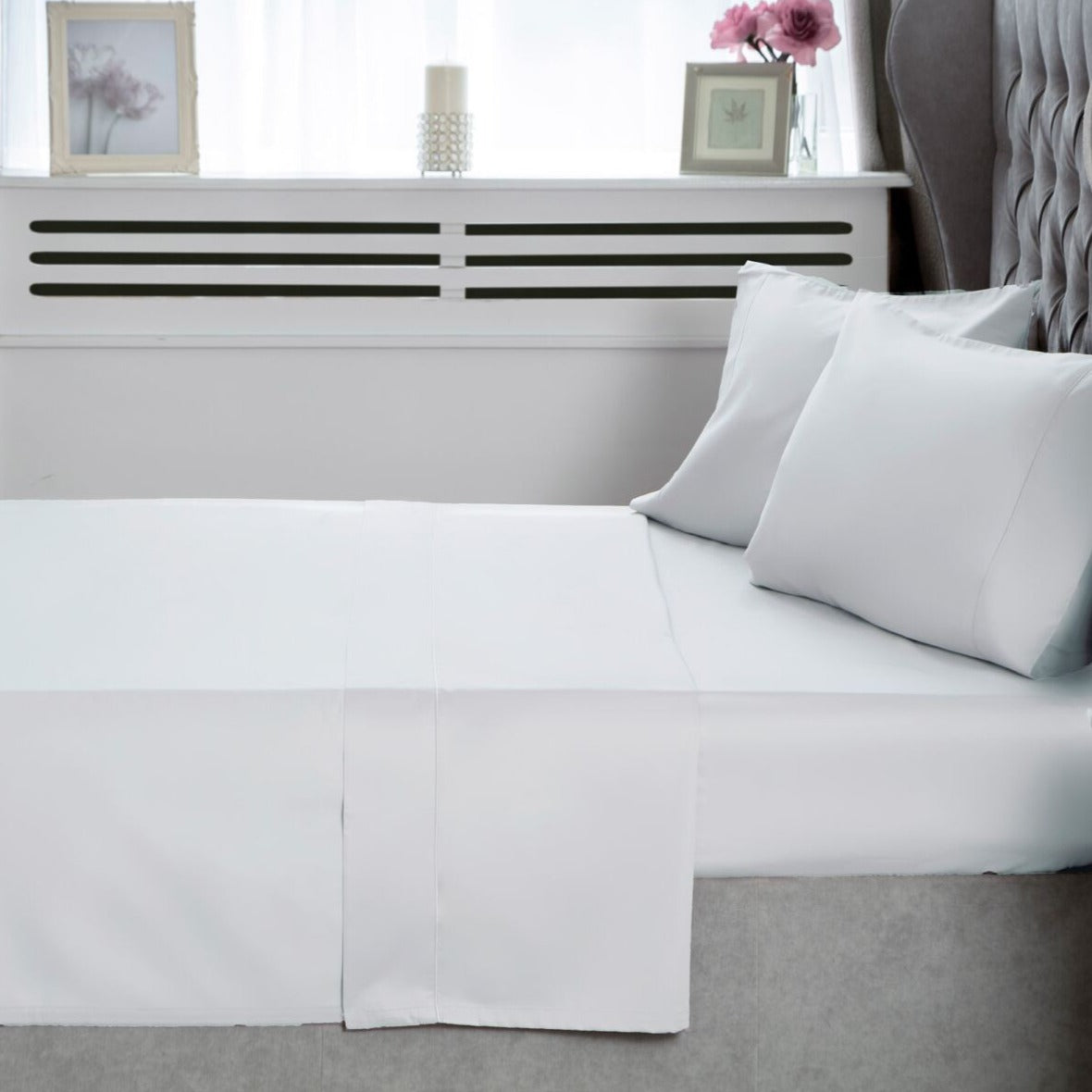 Belledorm 400 Thread Count Egyptian Cotton Bed Sheets - Queen Size White Luxury Bedding for Hotel & Home Use