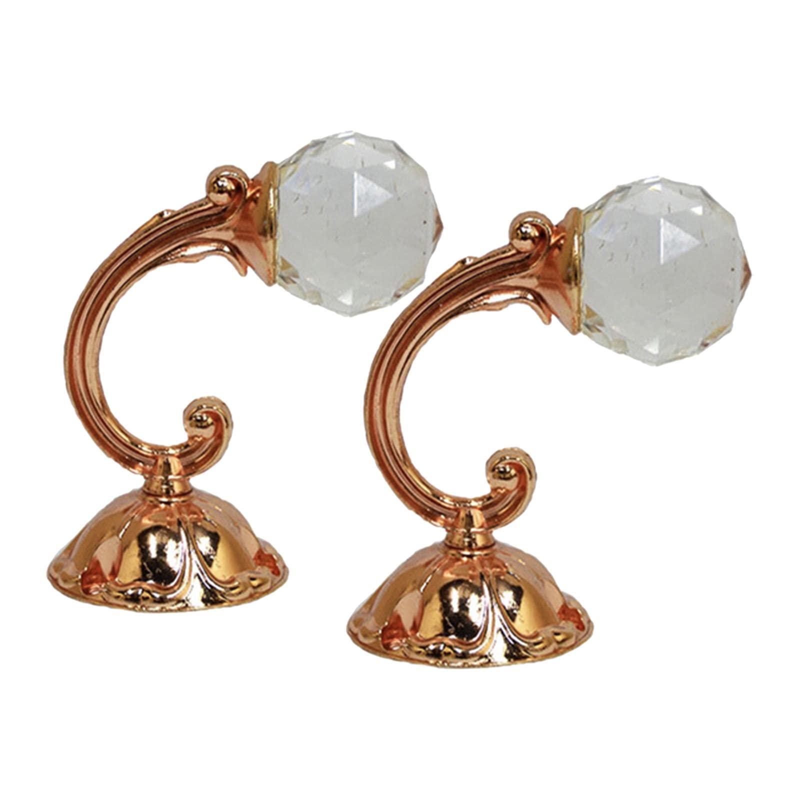 Colcolo 2-Pack Rose Gold Crystal Curtain Holdbacks - Elegant Drapery Tie Back Hooks for Living Room, Bedroom & Office Decor | Perfect for Sheer, Blackout & Thermal Curtains