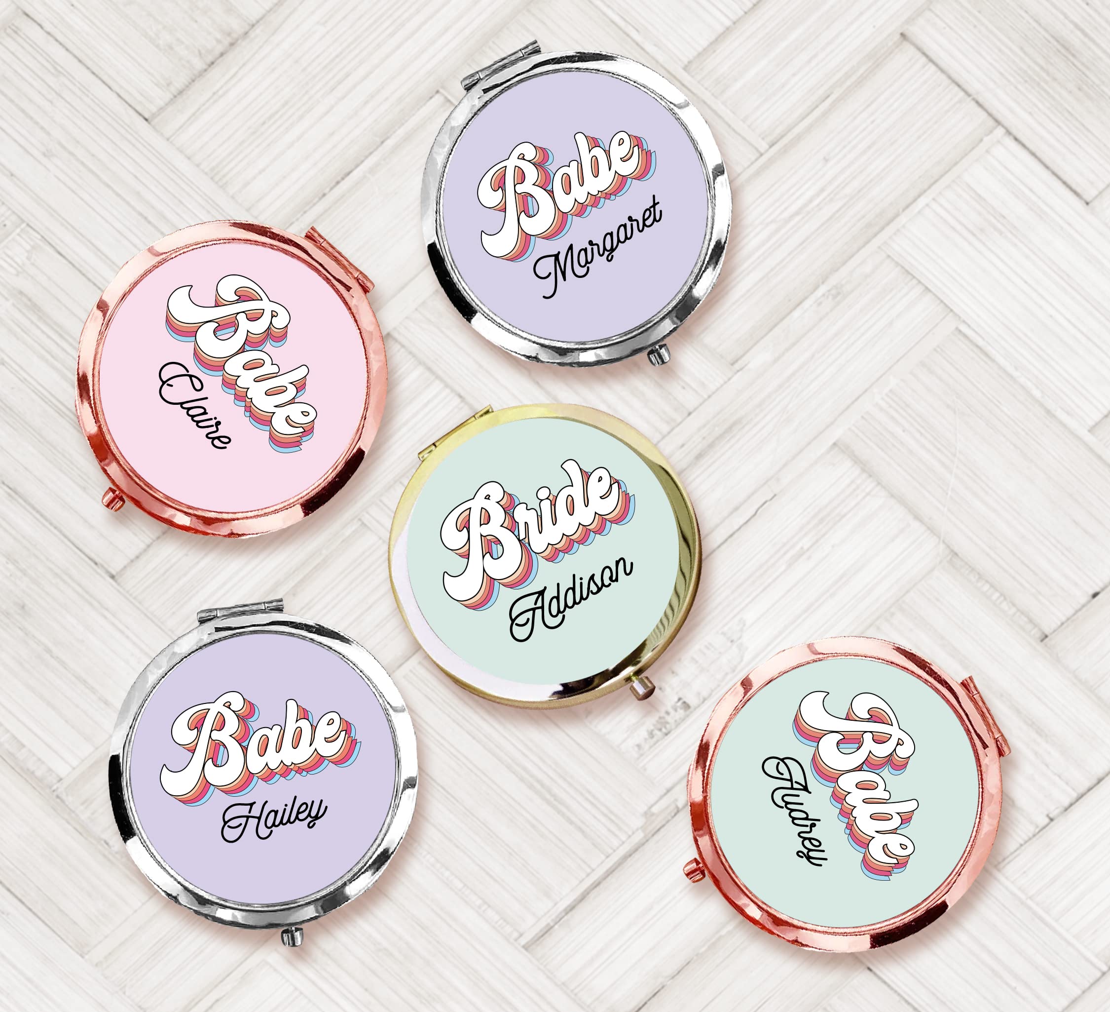 Personalized Compact Mirror for Brides & Bridesmaids - Silver Wedding Proposal Gift, Travel Makeup Mirror - Perfect for Bridal Parties, Bachelorette Gifts & Everyday Touch-Ups