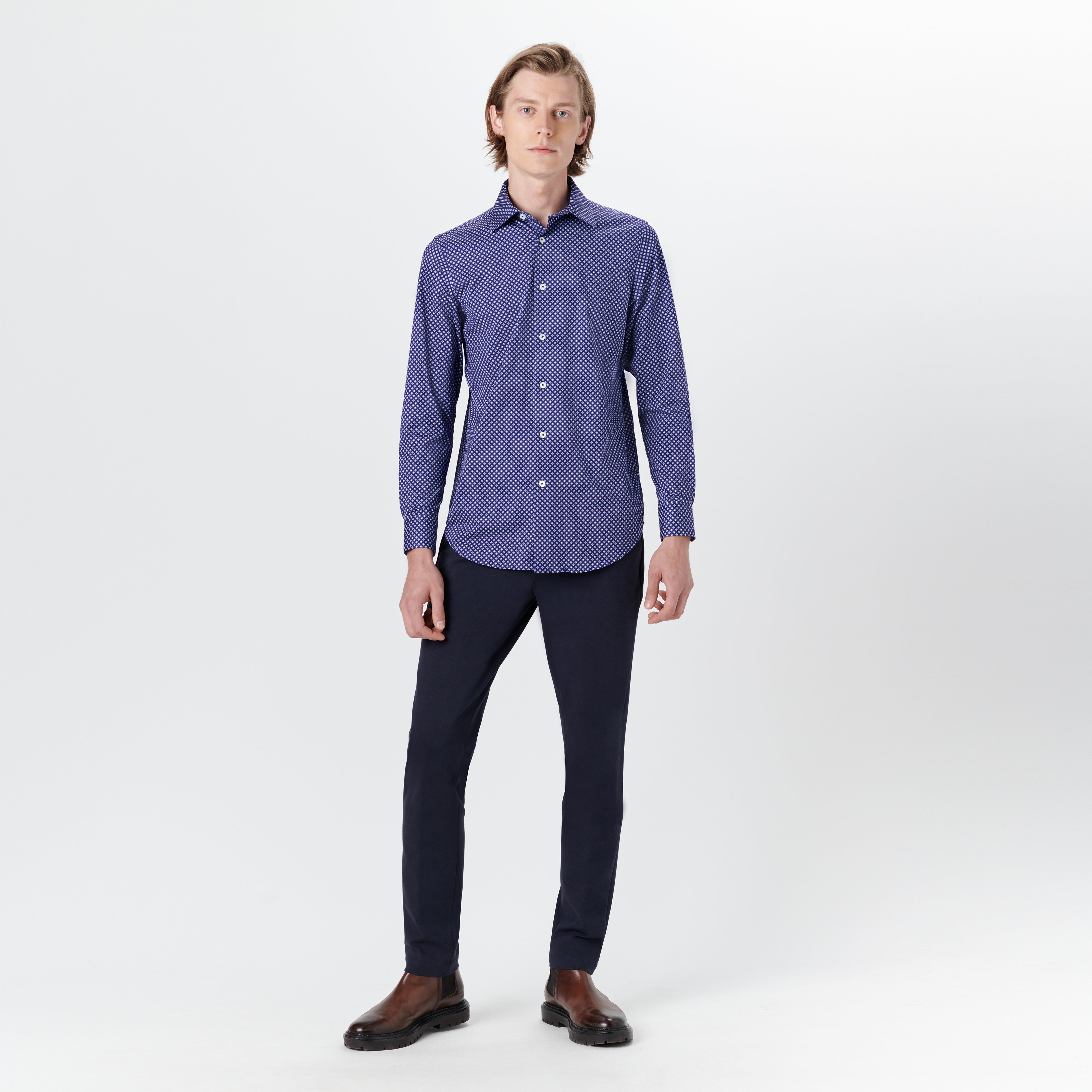 JAMES Geometric Print Cotton Shirt for Men - Stylish Casual Button Down Shirt for Office, Party & Everyday Wear | Breathable & Comfortable OoohCotton Fabric