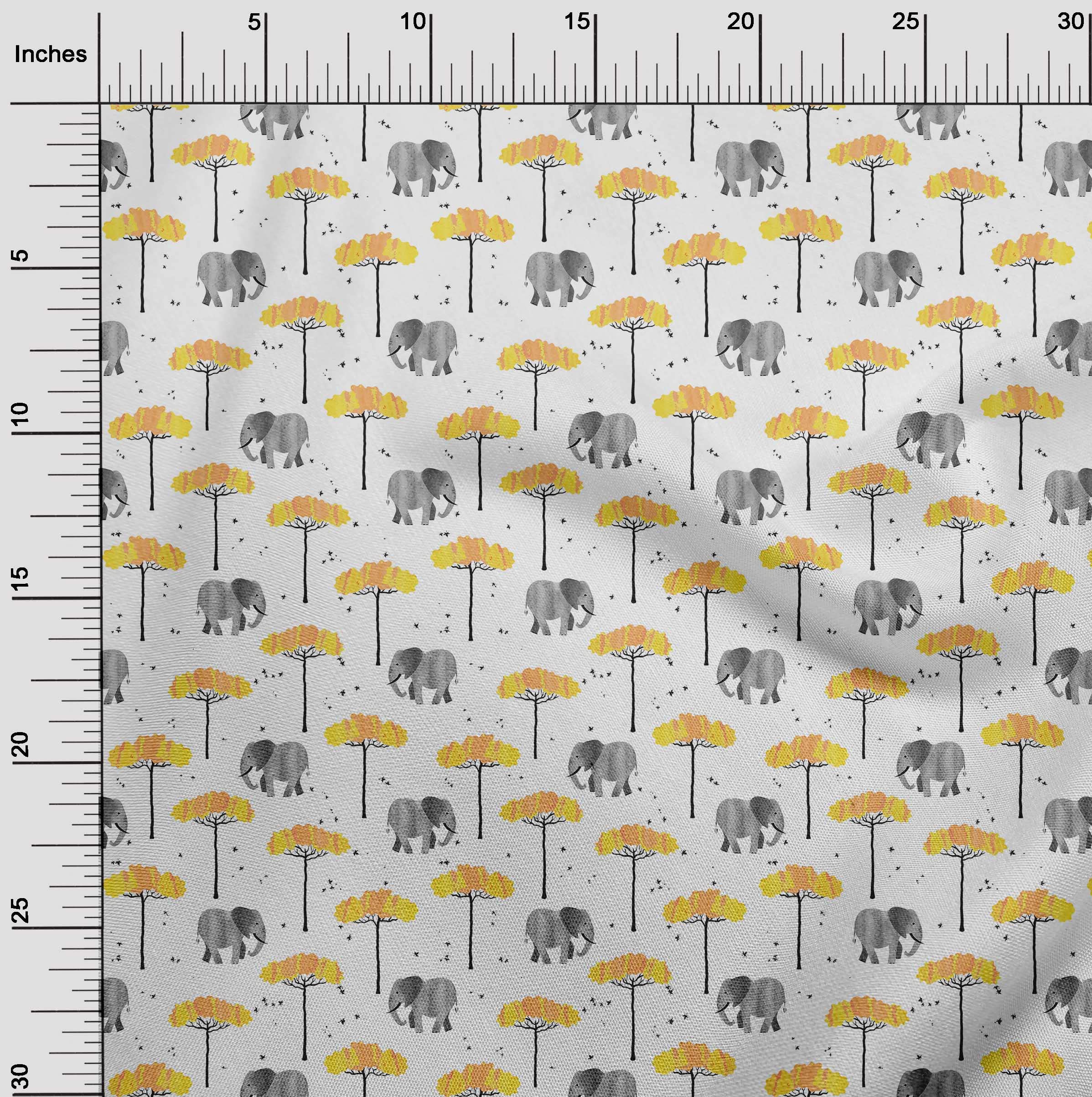 Premium 100% Cotton Cambric Yellow Fabric for Kids - Soft Printed Animal Design DIY Sewing Material by The Yard (42 Inch Wide) - Perfect for Children's Clothing, Quilting & Craft Projects