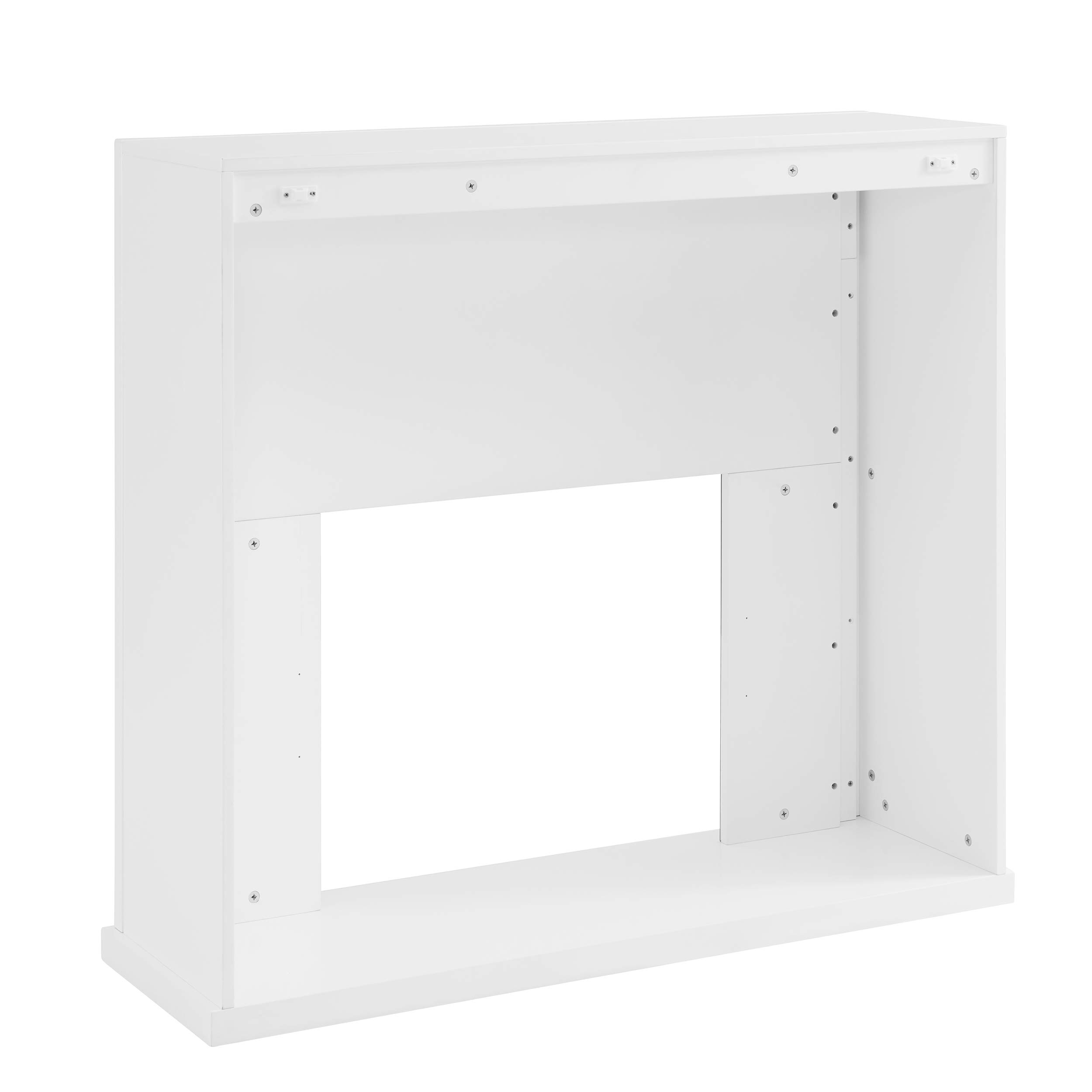 SEI Furniture Stadderly Alexa-Enabled Electric Fireplace with Mirror - White - Smart Home Heating for Living Room, Bedroom & Office