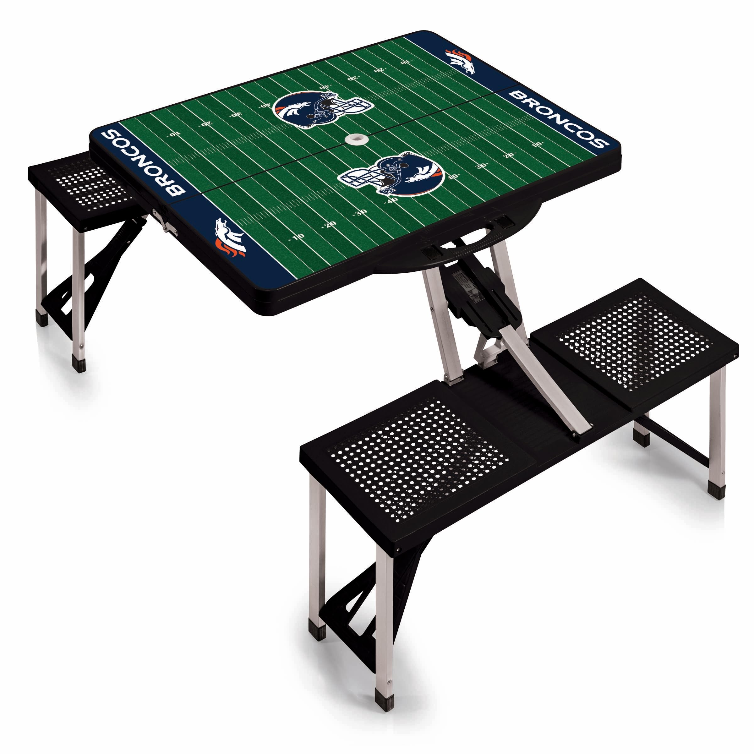 PICNIC TIME NFL Portable Folding Picnic Table with 4 Seats & Umbrella - Outdoor Tailgating, Camping, Beach & Backyard Parties