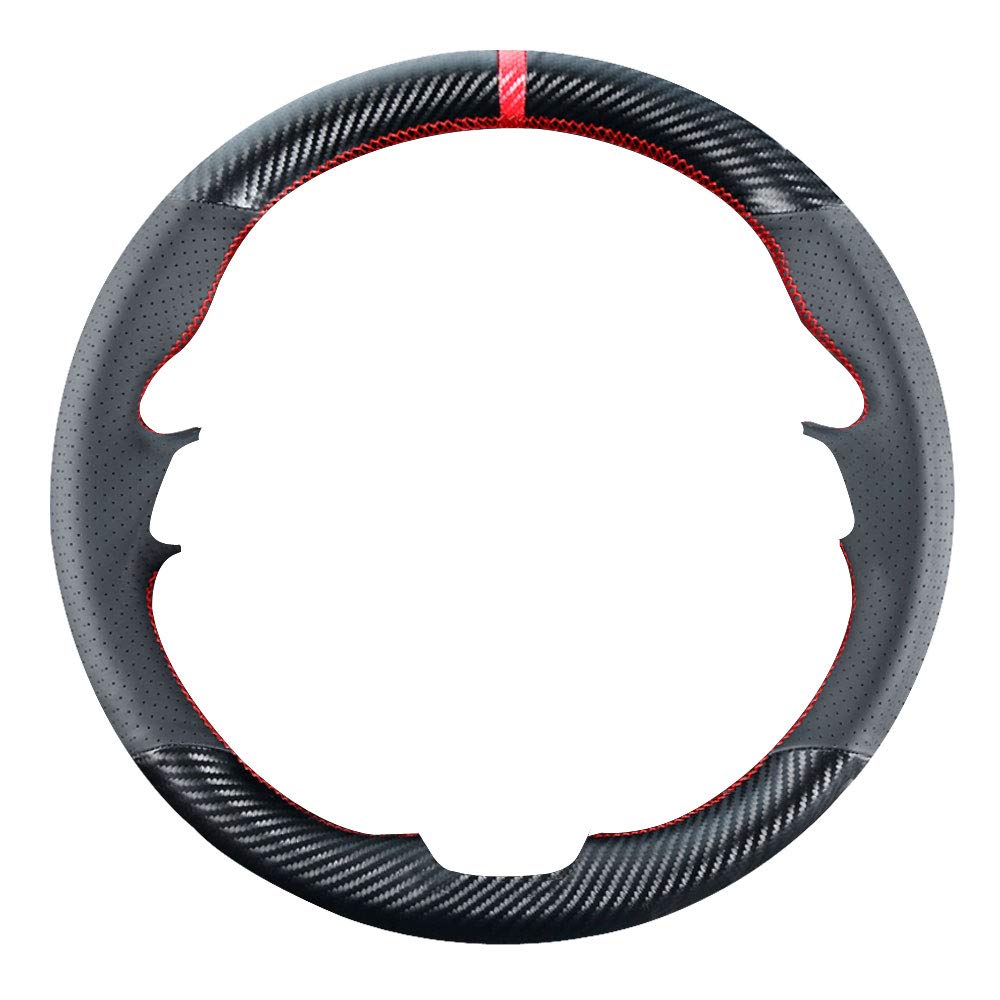 Carbon Fiber Steering Wheel Cover for Honda Accord 10th Gen (2018-2021) & Insight (2019-2021) - 15 Inch Black Microfiber Leather DIY Stitch-On Car Interior Upgrade - Perfect for Daily Driving & Enhanced Grip