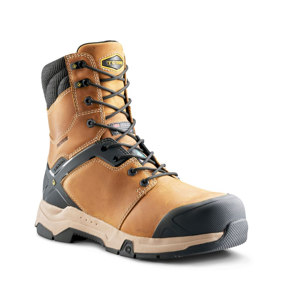 Terra Carbine Men's 8-Inch Waterproof Composite Toe Work Boots - Wheat TR0A4TCRFWE | Durable Safety Boots for Construction, Warehouse & Outdoor Work