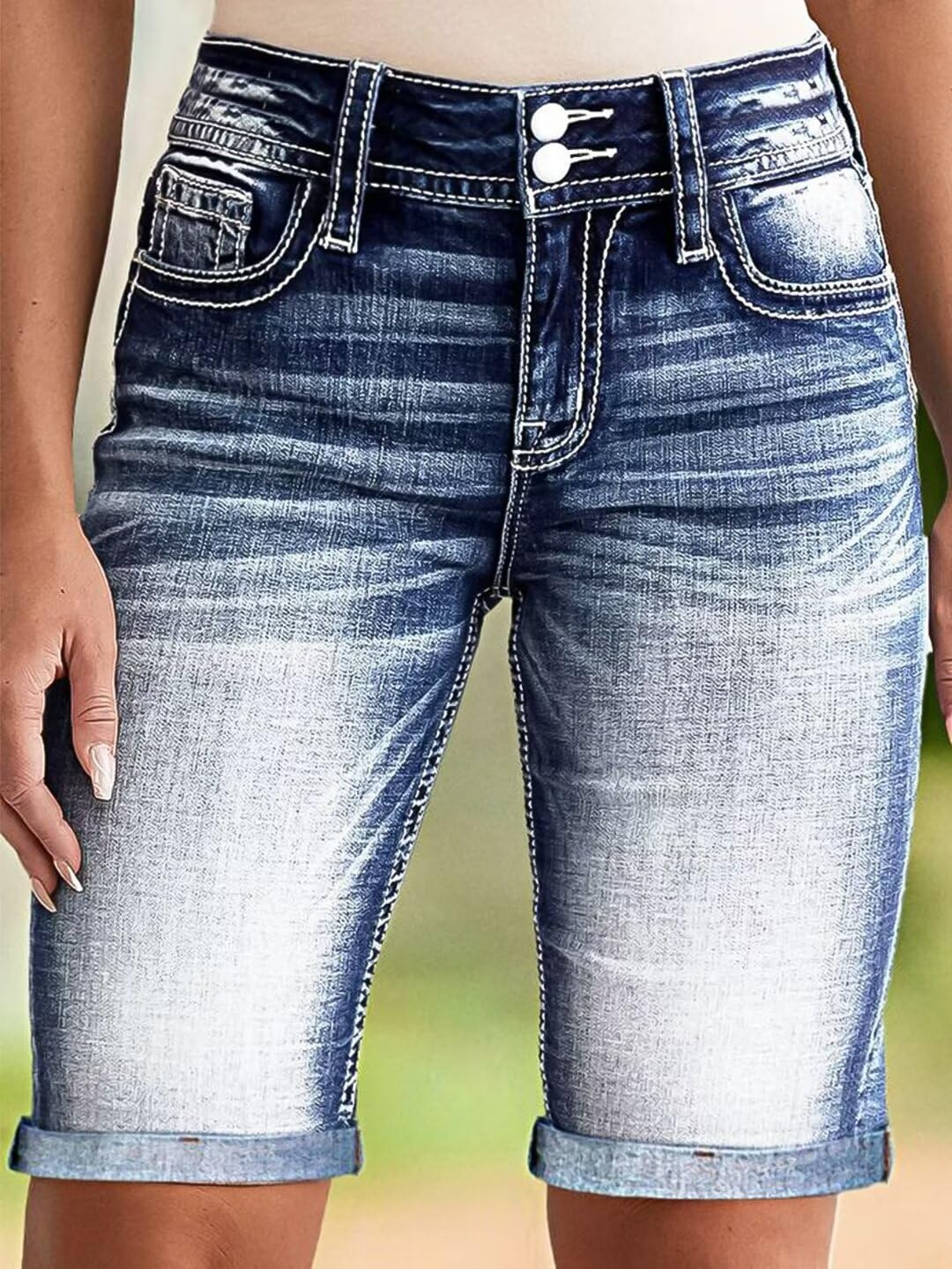 Flamingals Women's Distressed Ripped Denim Shorts - Straight Leg Boyfriend Shorts with Pockets & Button Fly | Casual Summer Outfits, Beach Wear & Street Style Fashion