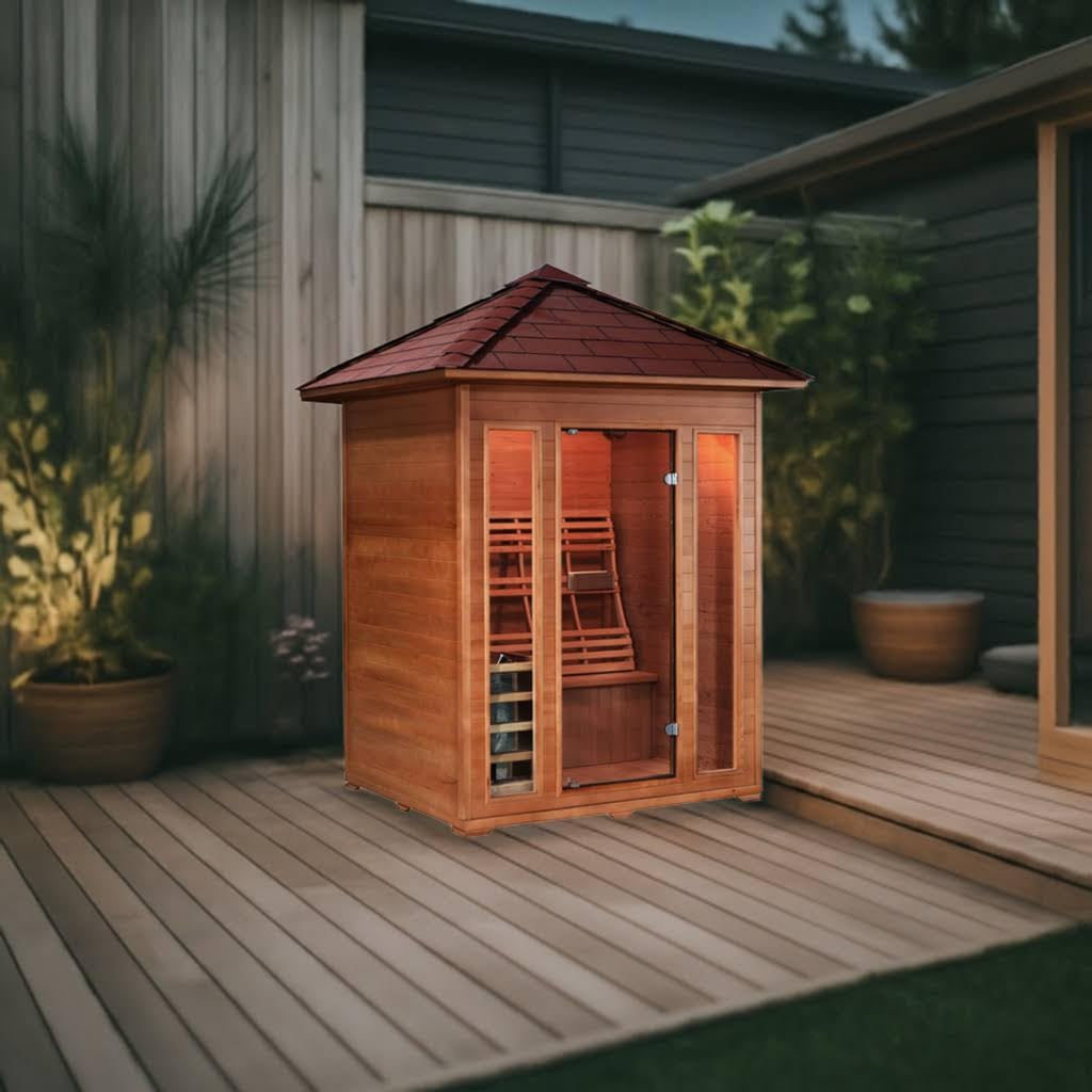 Waverly 3-Person Traditional Outdoor Sauna with Harvia Heater - Perfect for Backyard Relaxation & Home Spa Experience