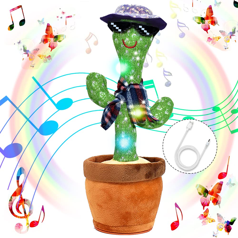 Dancing Talking Cactus Toy - Singing Repeating Plush Electric Cactus for Kids, Fun Interactive Baby Musical Toy (XRZ1) - Perfect for Birthday Gifts, Party Favors & Early Learning Playtime