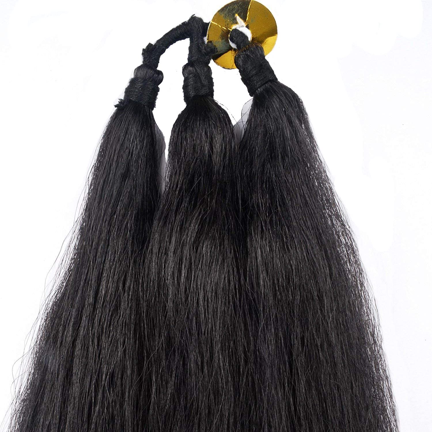 VinshBond 24-Inch Black Hair Choti Parandi Hair Extensions - Set of 3 for Bridal, Wedding & Special Occasions | Perfect for Indian Hairstyles, Bollywood Looks & Cultural Events