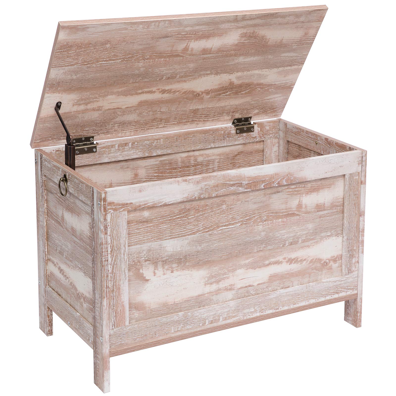 HOOBRO Wooden Toy Storage Chest with Safety Hinge - Retro Toy Box & Entryway Bench, Sturdy Oak White Accent Furniture for Kids Room, Nursery, Playroom - Easy Assembly (Model XM75CW01)