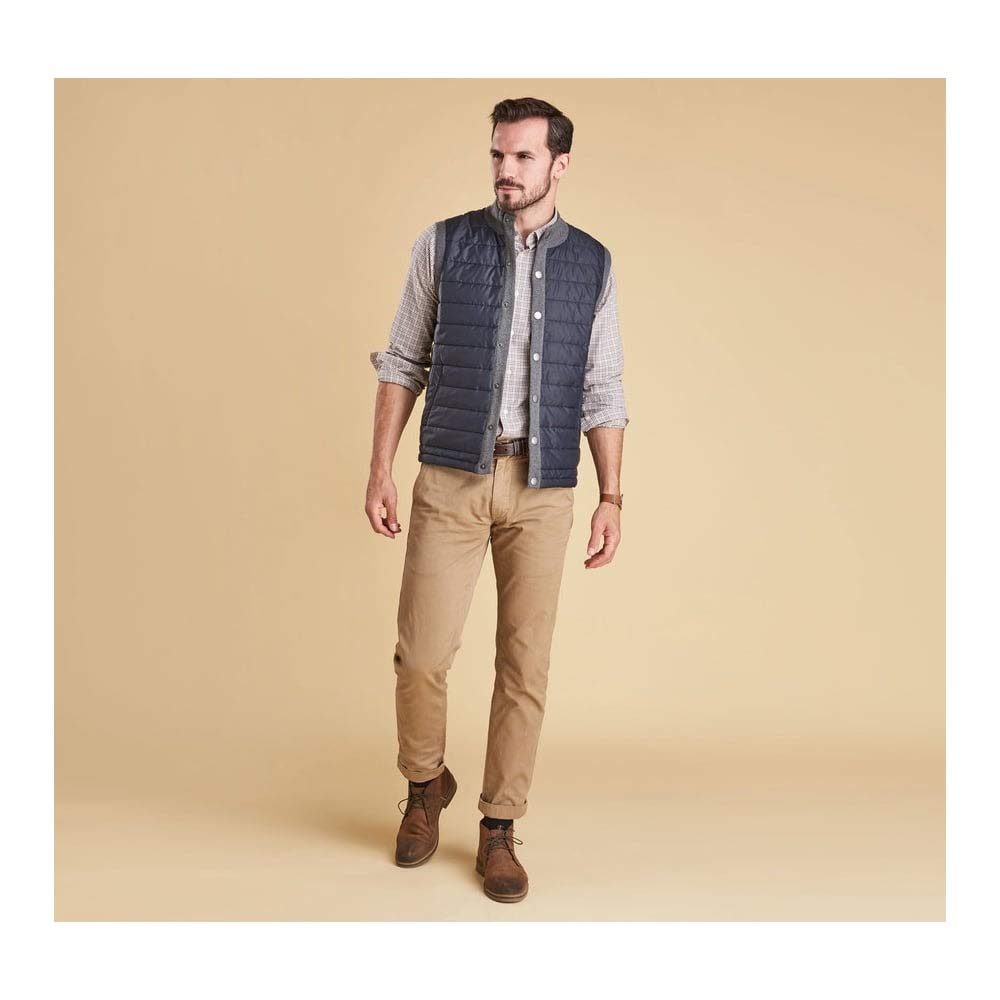 Barbour Men's Quilted Gilet Vest - Grey, Small Size | Warm & Stylish Layering for Outdoor Activities & Casual Wear